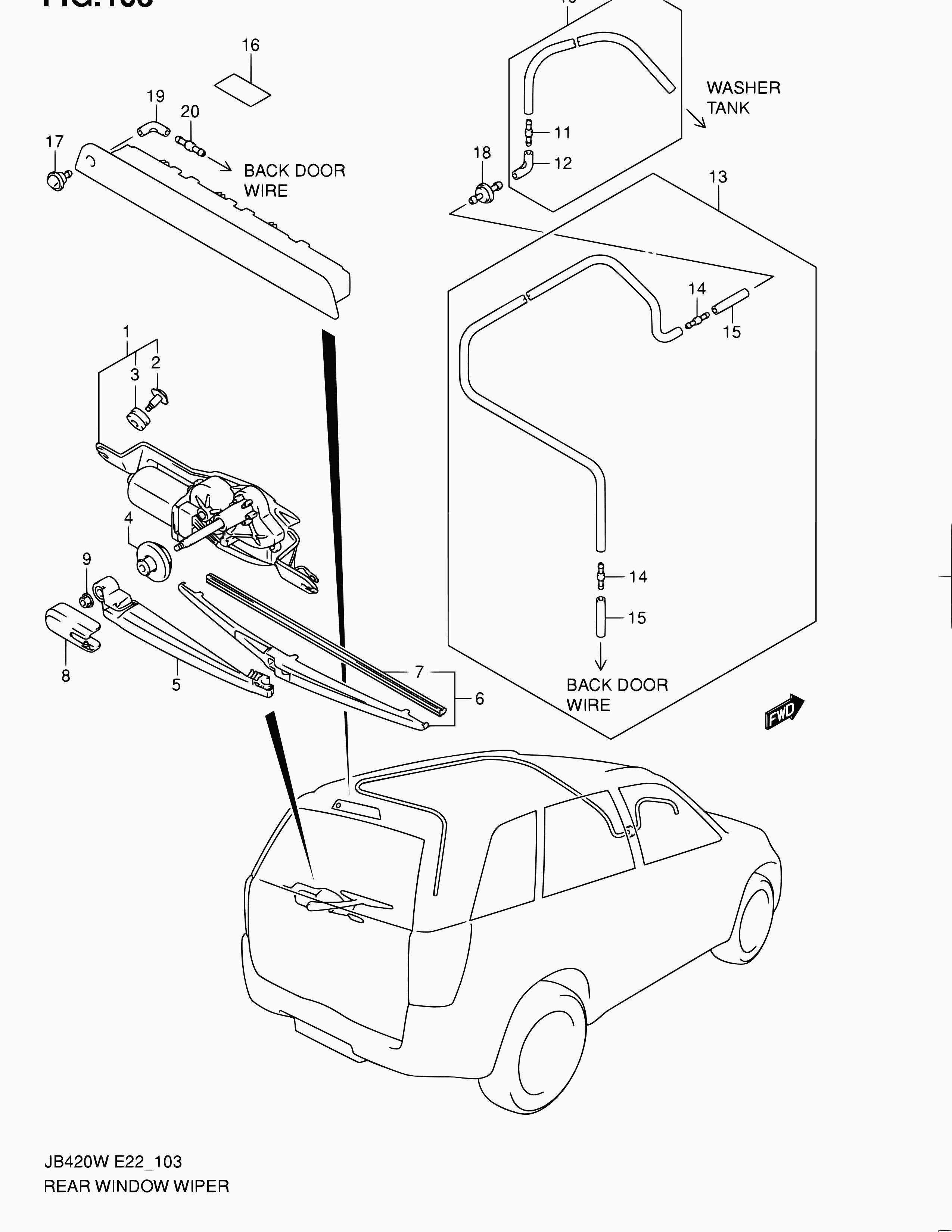 Suzuki 38340-58J00 - 103 - rear wiper: 1 pcs. onlydrive.pro