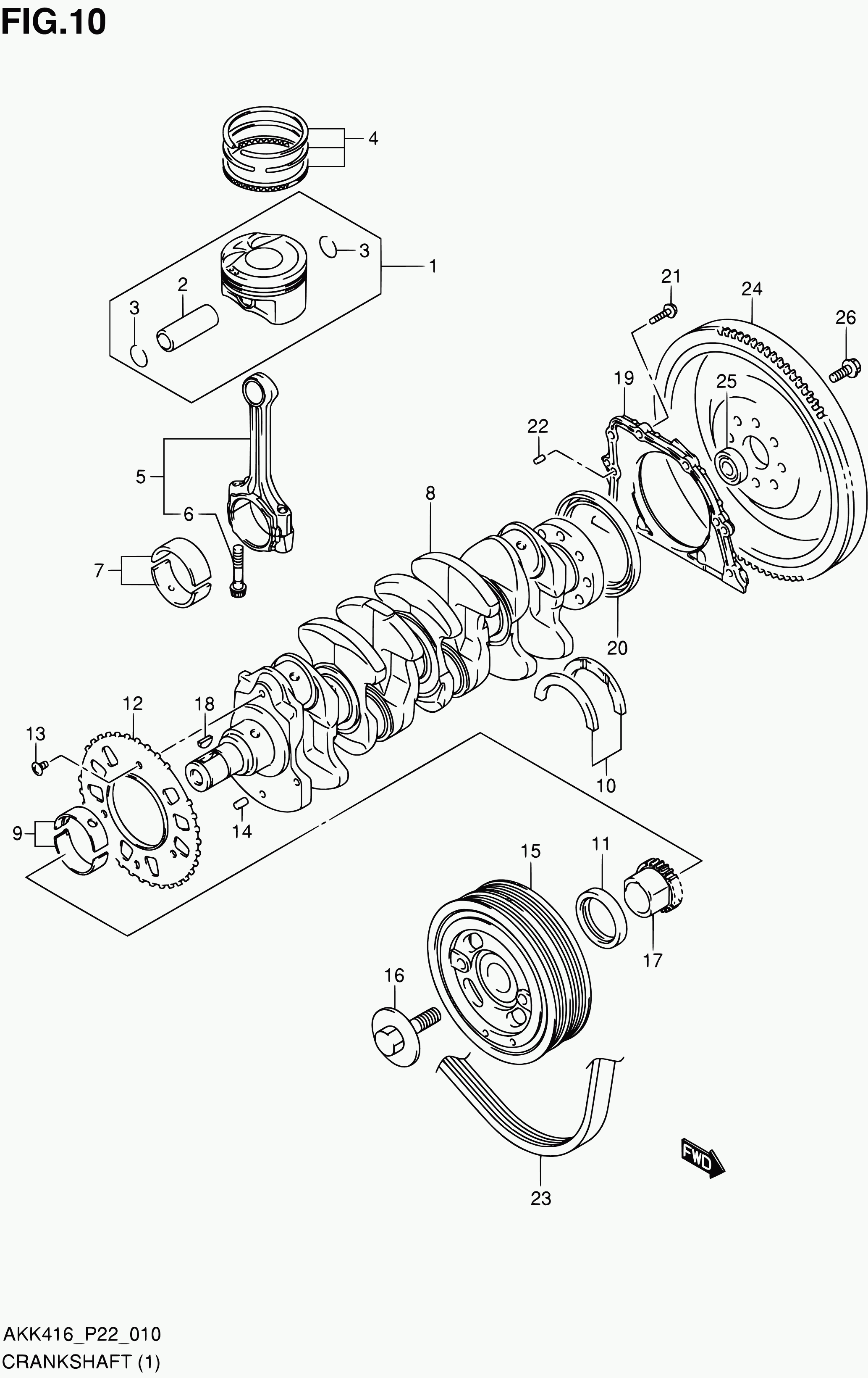 Suzuki 09283-83002 - 10 - crankshaft (m16a:5mt:n/eass): 1 pcs. onlydrive.pro