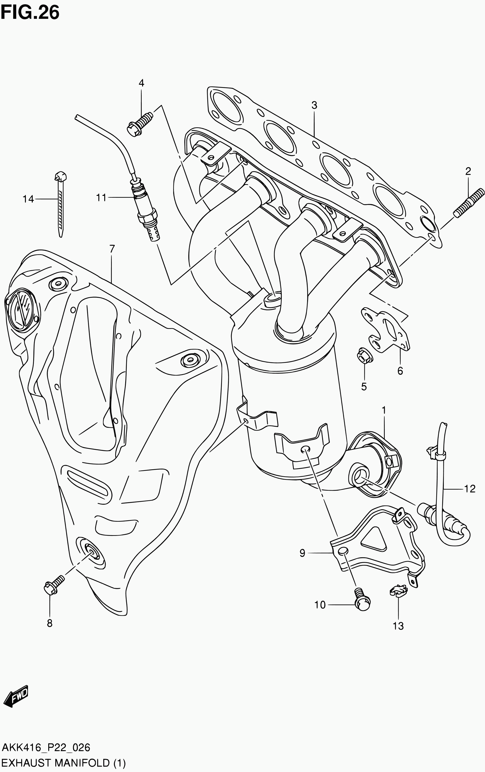 Suzuki 18213 61M00 - 26 - exhaust manifold (m16a): 1 pcs. onlydrive.pro