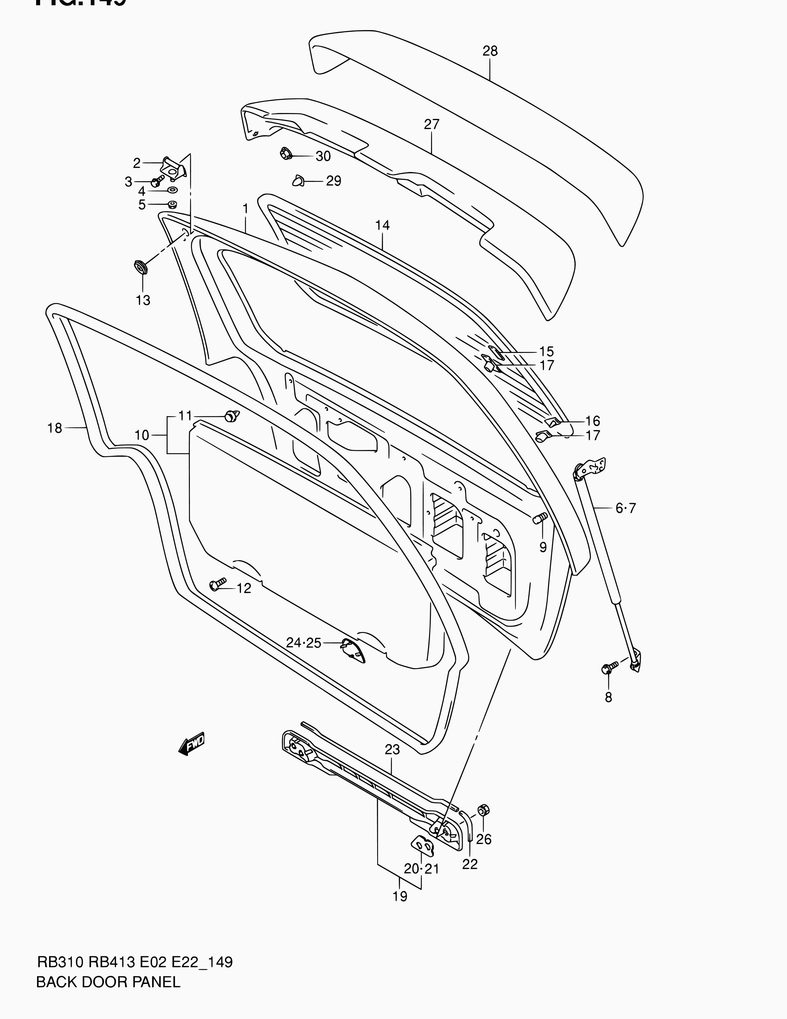 Opel 81850-83E10-X10 - 149 - back door panel: 1 pcs. onlydrive.pro