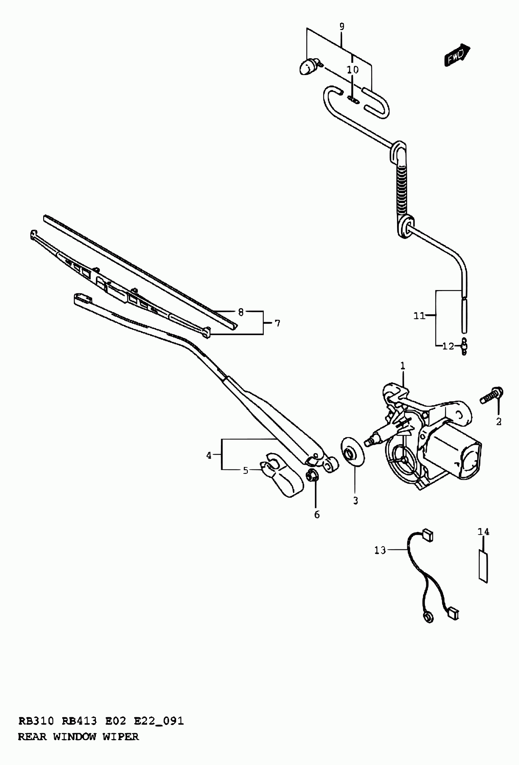 Suzuki 38340-83E40 - 91 - rear window wiper: 1 pcs. onlydrive.pro