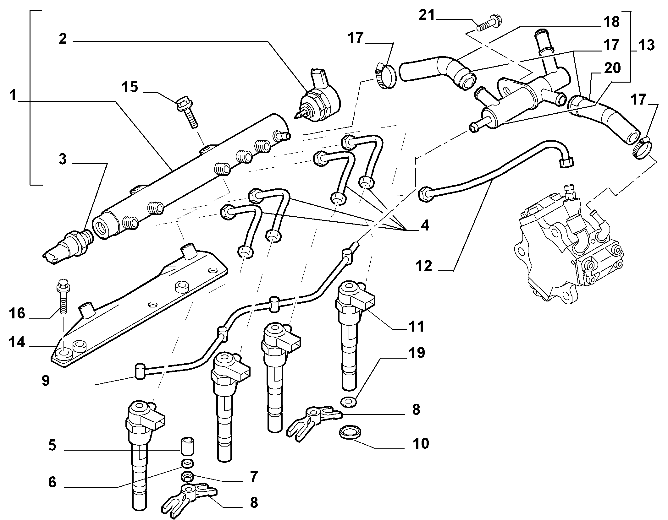 FIAT 55215424 - Fuel supply and injection (var.: 2/rev.: 0): 04 pcs. onlydrive.pro