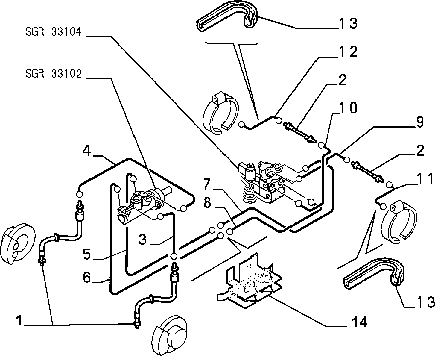 FIAT 1484536080 - Service brake hydraulic system (var.: 1/rev.: 0): 02 pcs. onlydrive.pro