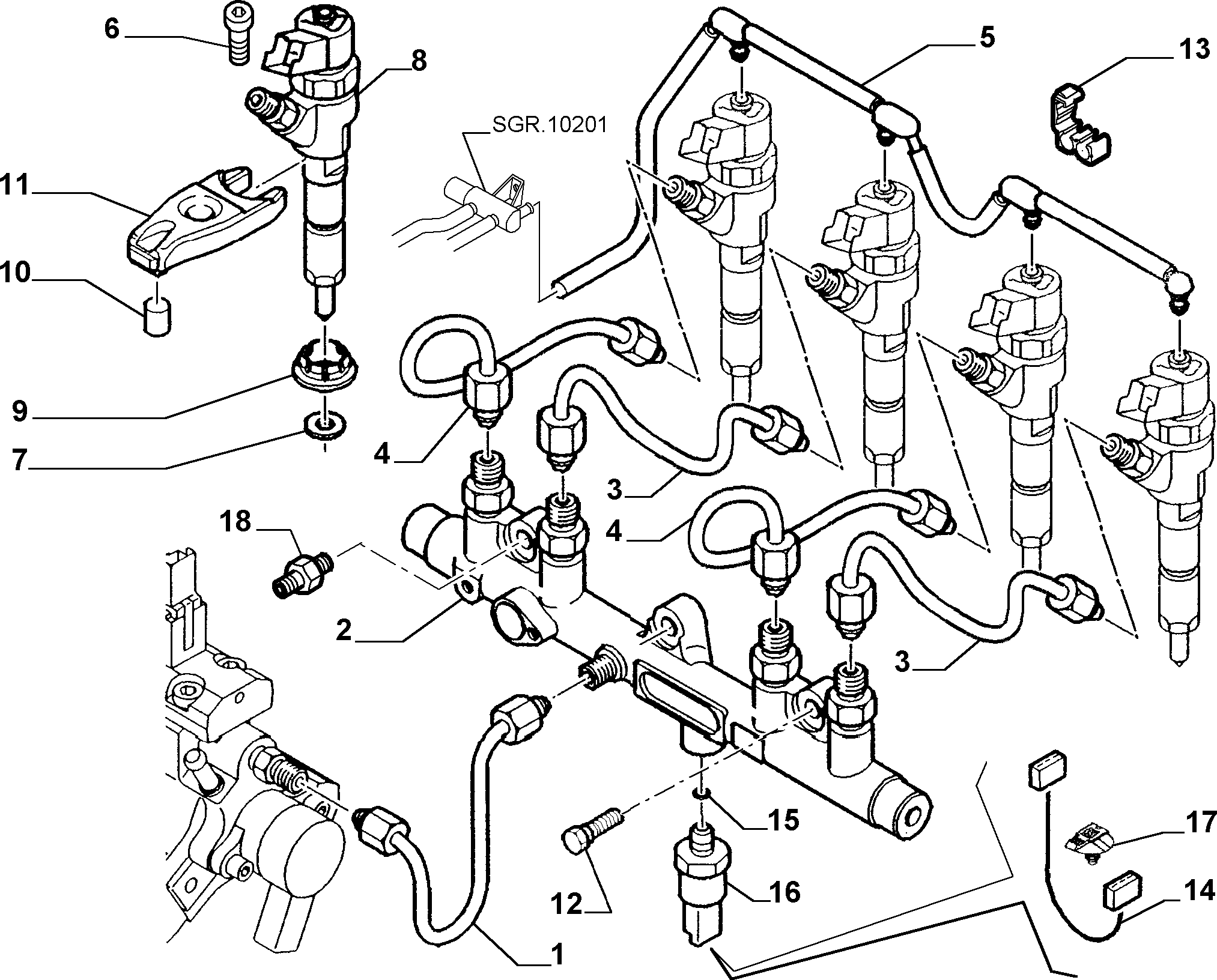 FIAT 9401 981 969 - Fuel supply and injection (var.: 2/rev.: 0): 04 pcs. onlydrive.pro