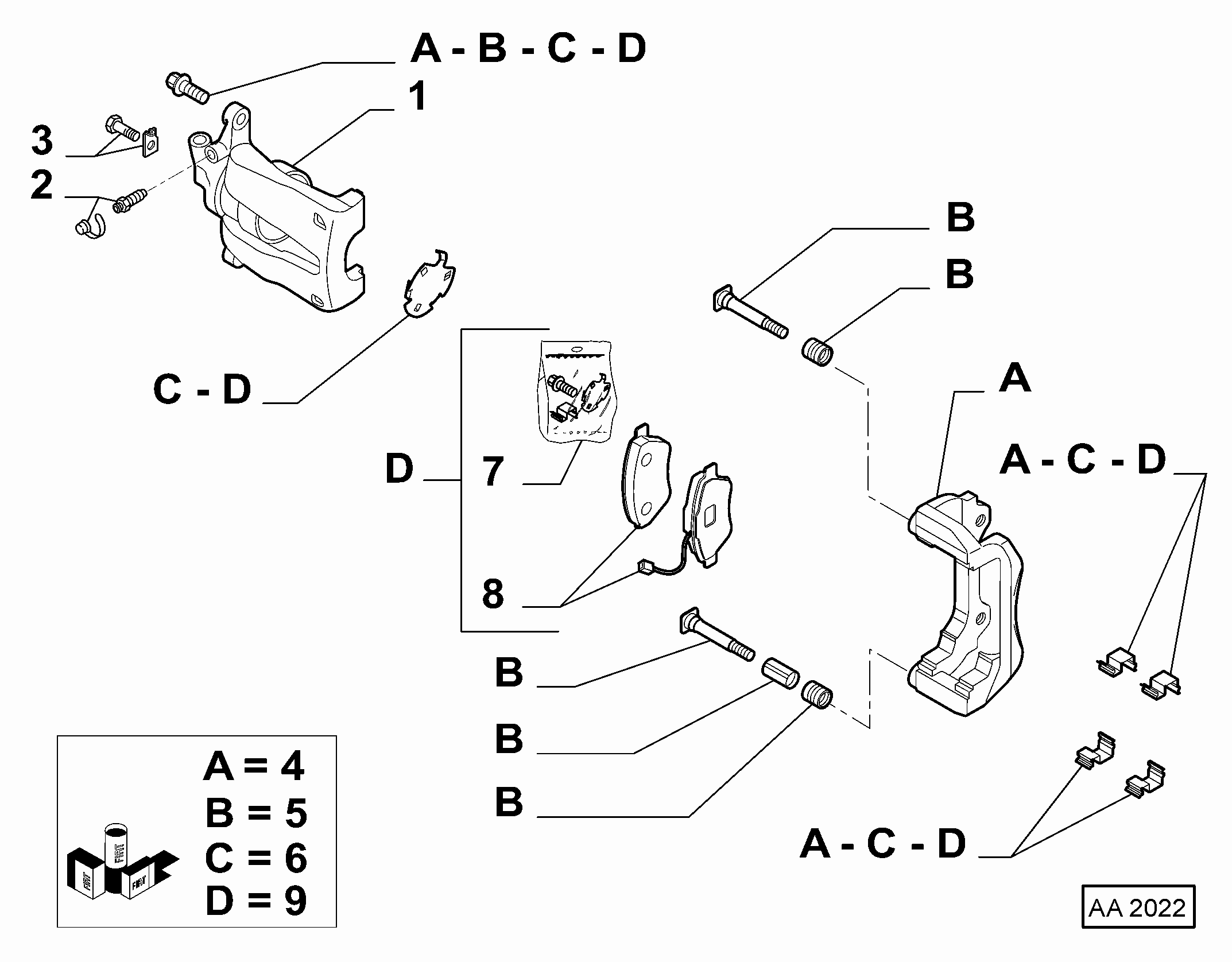 FIAT 77365544 - 735482593 - front caliper rh (var.: 1/rev.: 0), (pnc:4; №1): 01 pcs. onlydrive.pro