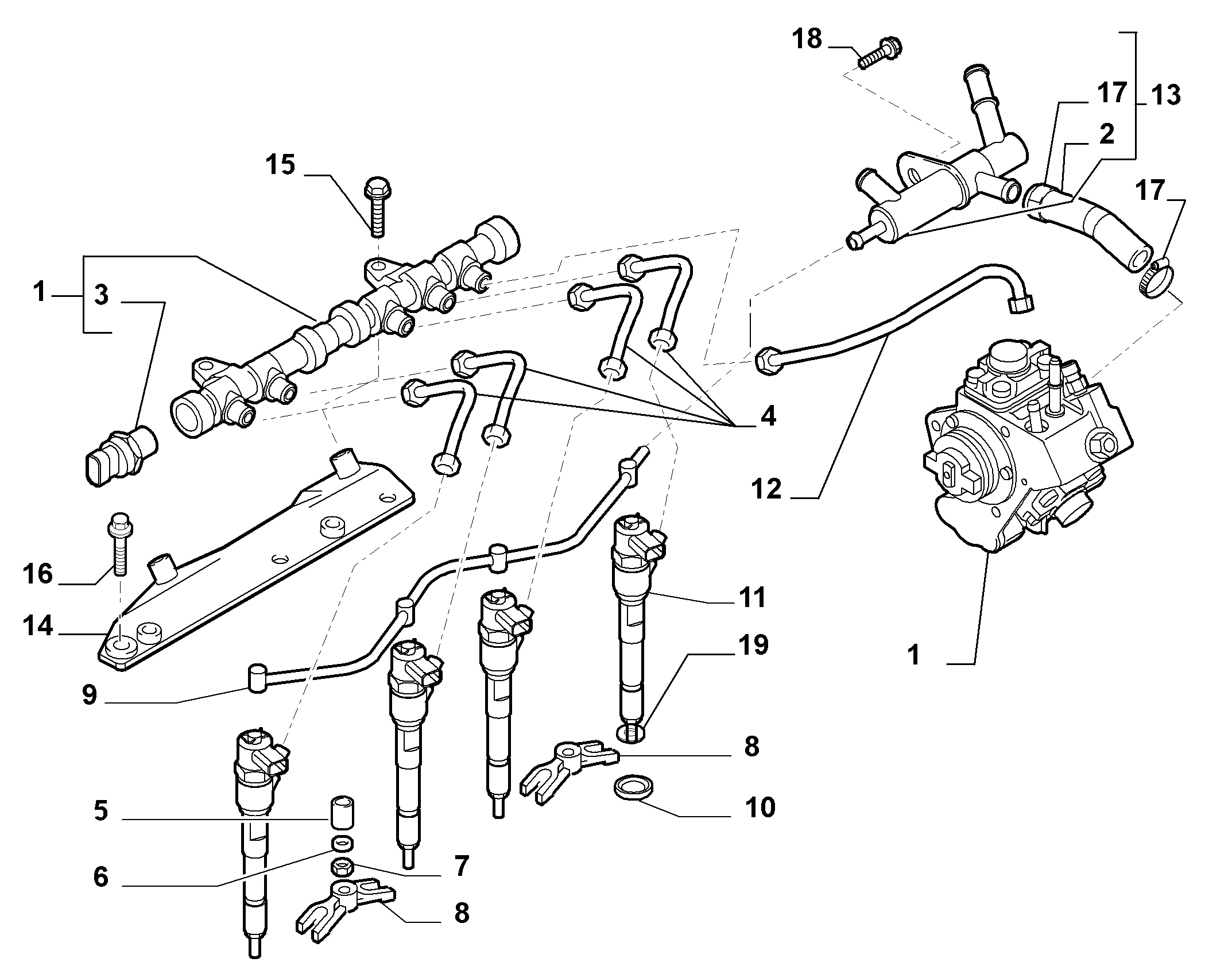 Opel 55 245 288 - Fuel supply and injection (var.: 2/rev.: 0): 04 pcs. onlydrive.pro