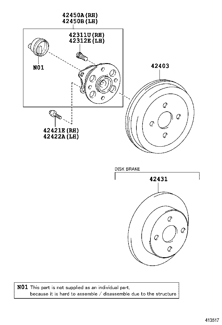 TOYOTA 42450-0D050 - Bearing Kit, wheel hub onlydrive.pro