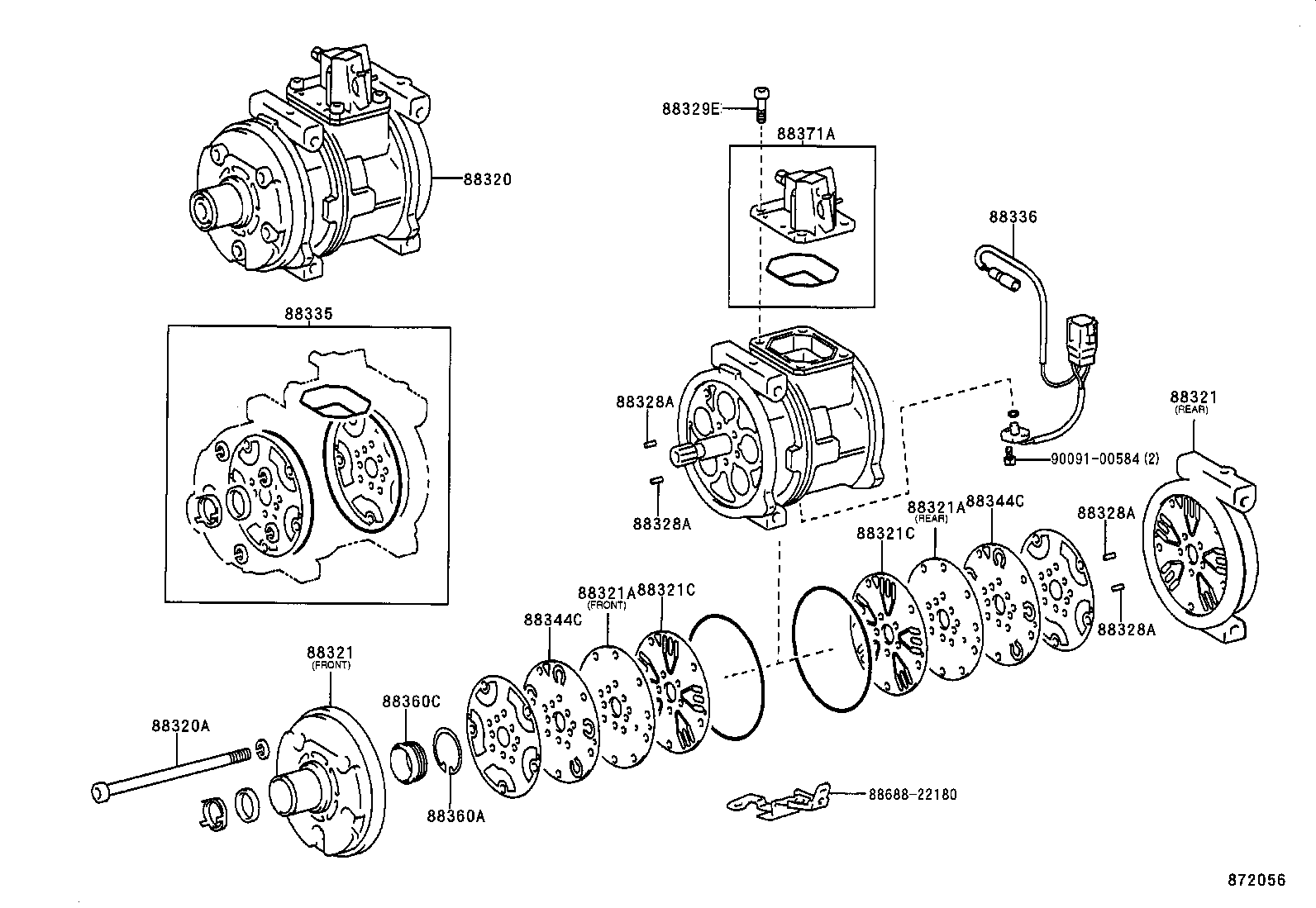 TOYOTA 88320-2B350 - Компрессор кондиционера onlydrive.pro