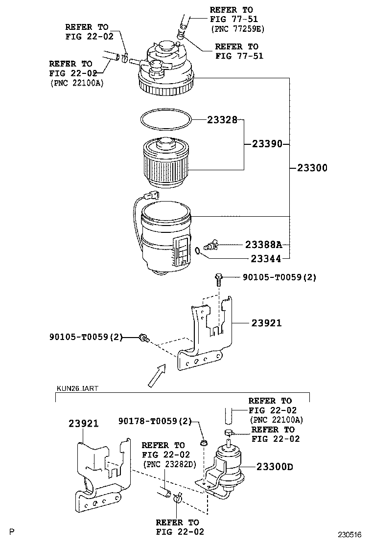 TOYOTA 23390-0L041 - Fuel filter onlydrive.pro