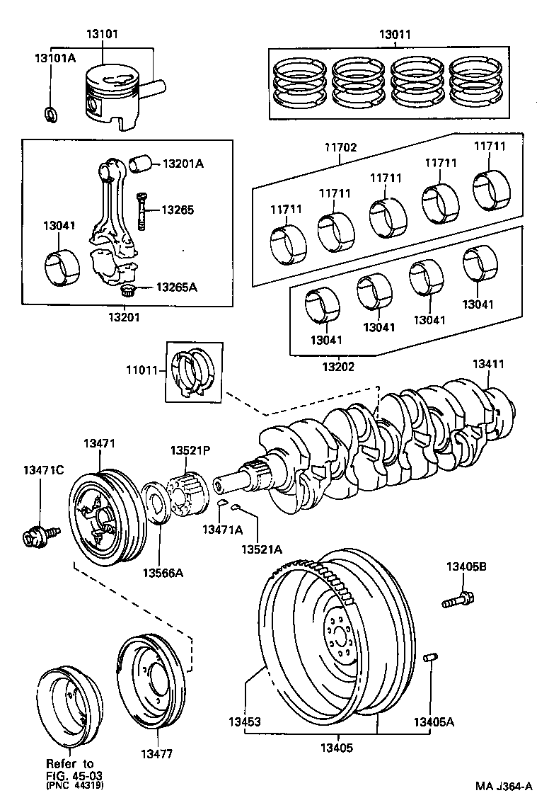 TOYOTA 11701-54061-01 - Main Bearings, crankshaft onlydrive.pro