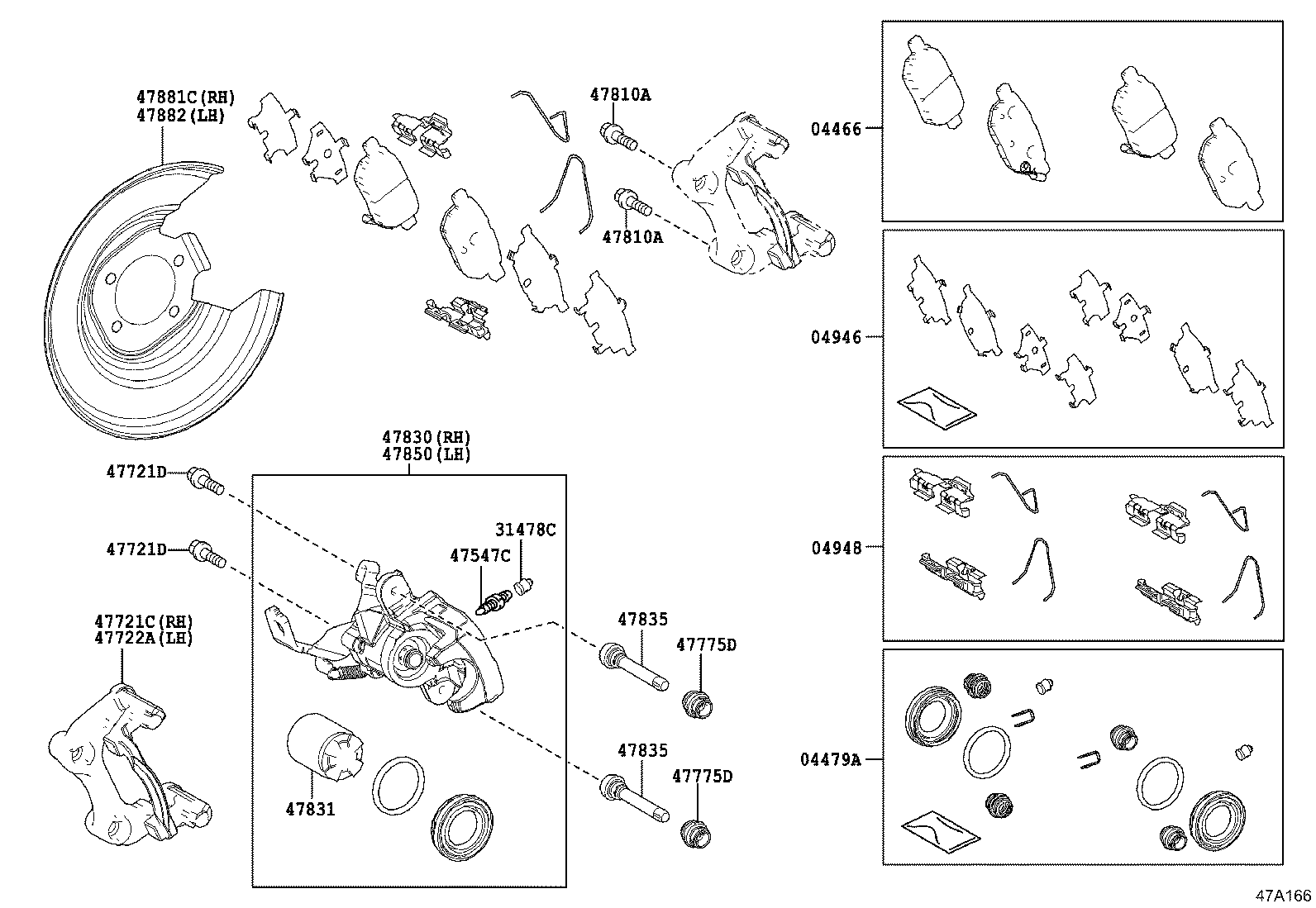 TOYOTA 0446647100 - Bremžu uzliku kompl., Disku bremzes onlydrive.pro