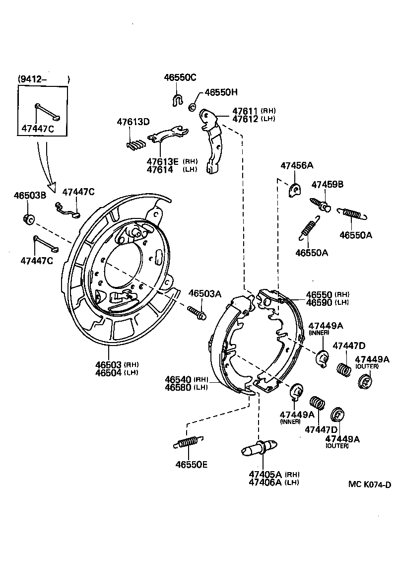 TOYOTA 4659050010 - Jarrukenkäsarja, seisontajarru onlydrive.pro