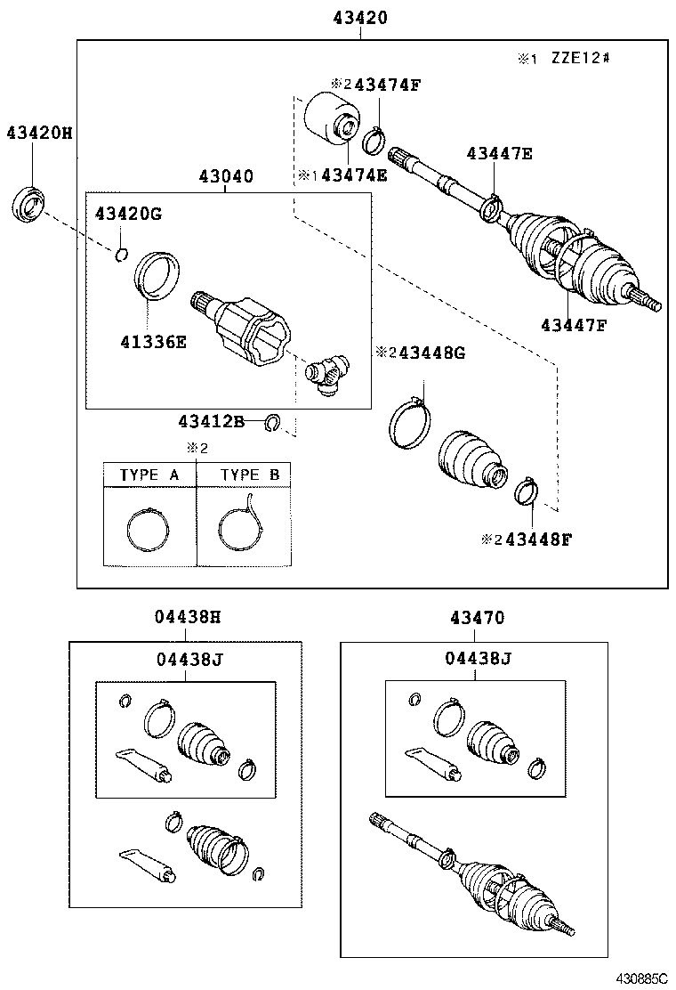 TOYOTA 43470-80029 - Šarnīru komplekts, Piedziņas vārpsta onlydrive.pro