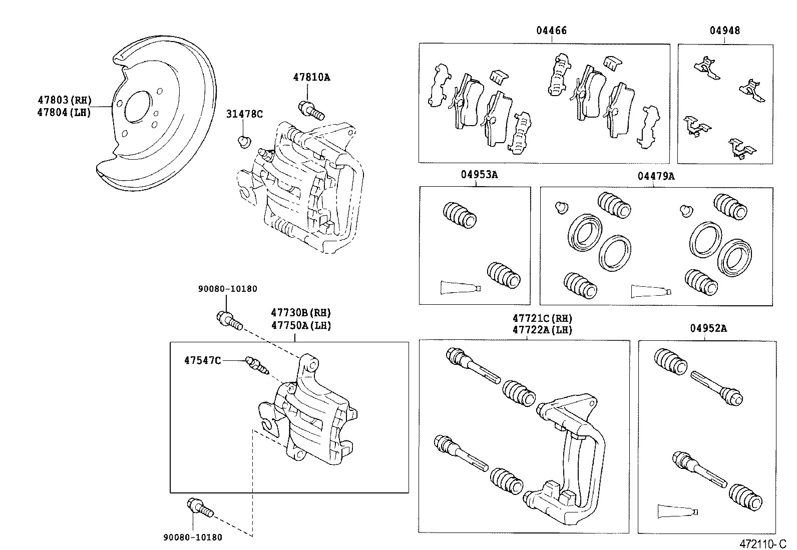 TOYOTA 04479-02070 - Ремкомплект, тормозной суппорт onlydrive.pro