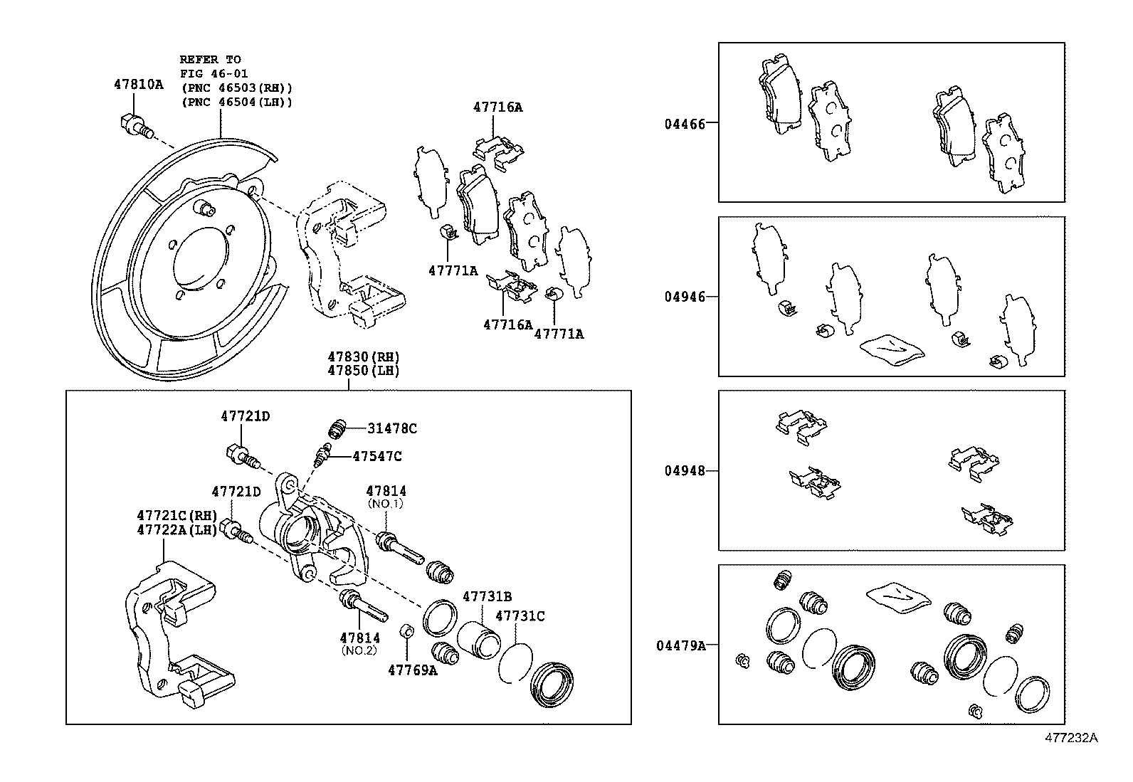 TOYOTA 0446633200 - Bremžu uzliku kompl., Disku bremzes onlydrive.pro