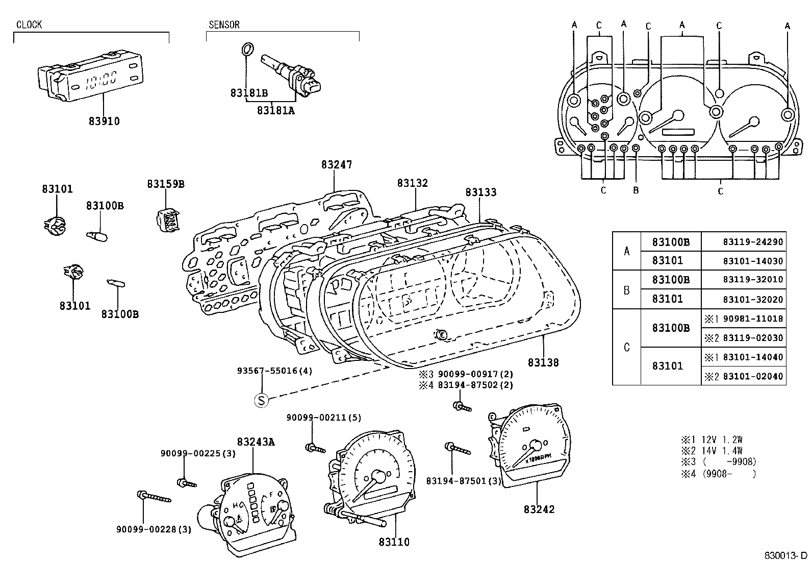 TOYOTA 83119-02030 - Kvēlspuldze, Lasīšanas apgaismojuma lukturis onlydrive.pro