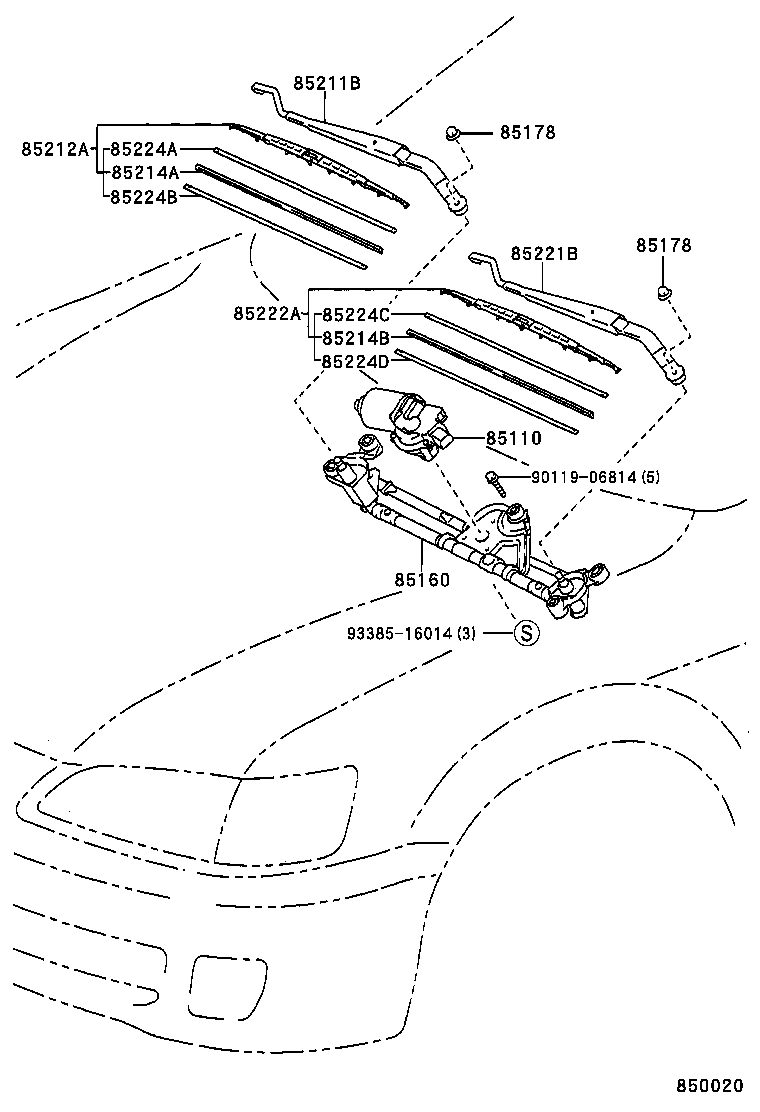 TOYOTA 85222-33160 - Klaasipuhastaja kumm onlydrive.pro