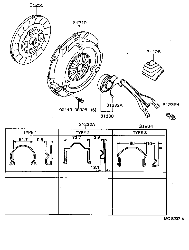 TOYOTA 31230-05020 - Clutch Release Bearing onlydrive.pro