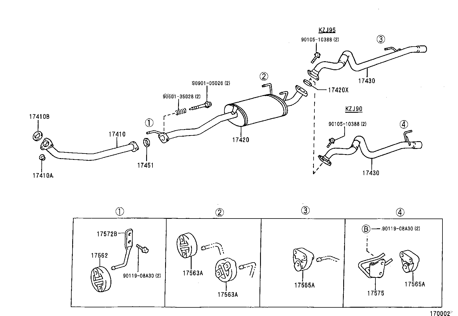 TOYOTA 1756667030 - Holding Bracket, silencer onlydrive.pro