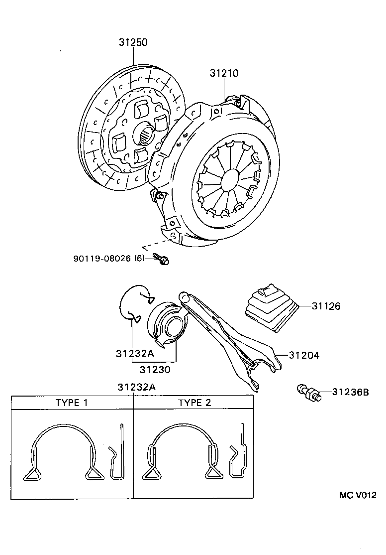 TOYOTA 31250-12390 - Clutch Disc onlydrive.pro