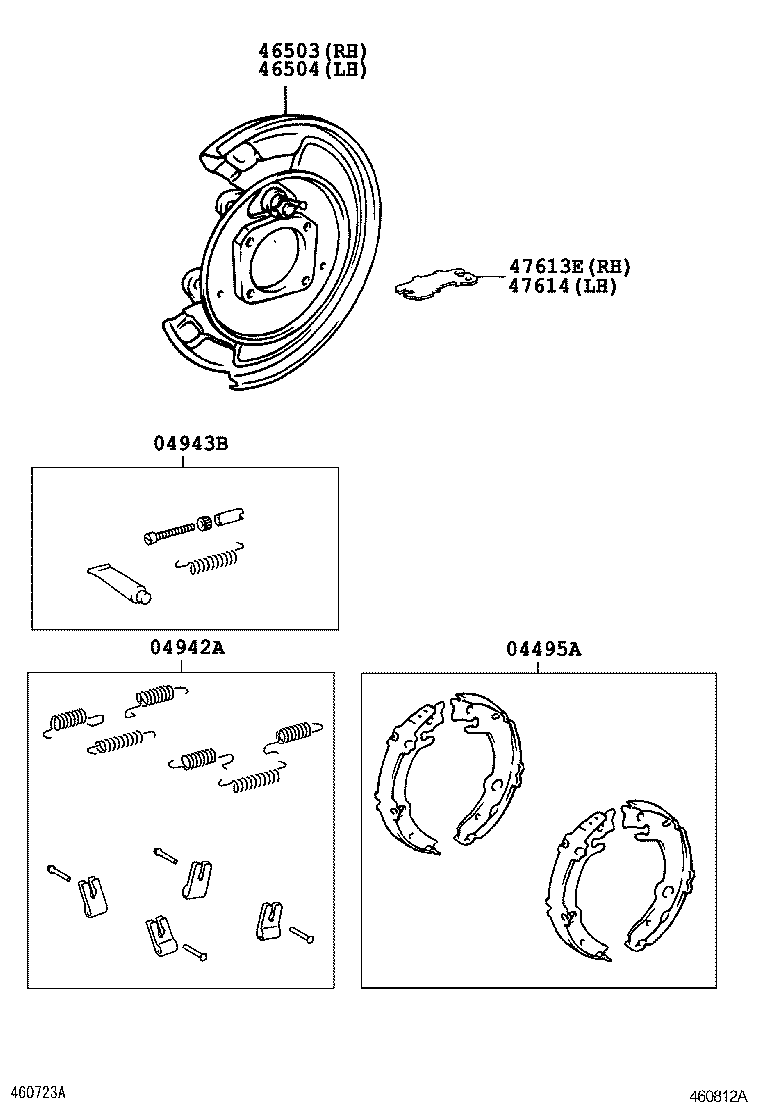 TOYOTA 0449502120 - Brake Shoe Set, parking brake onlydrive.pro