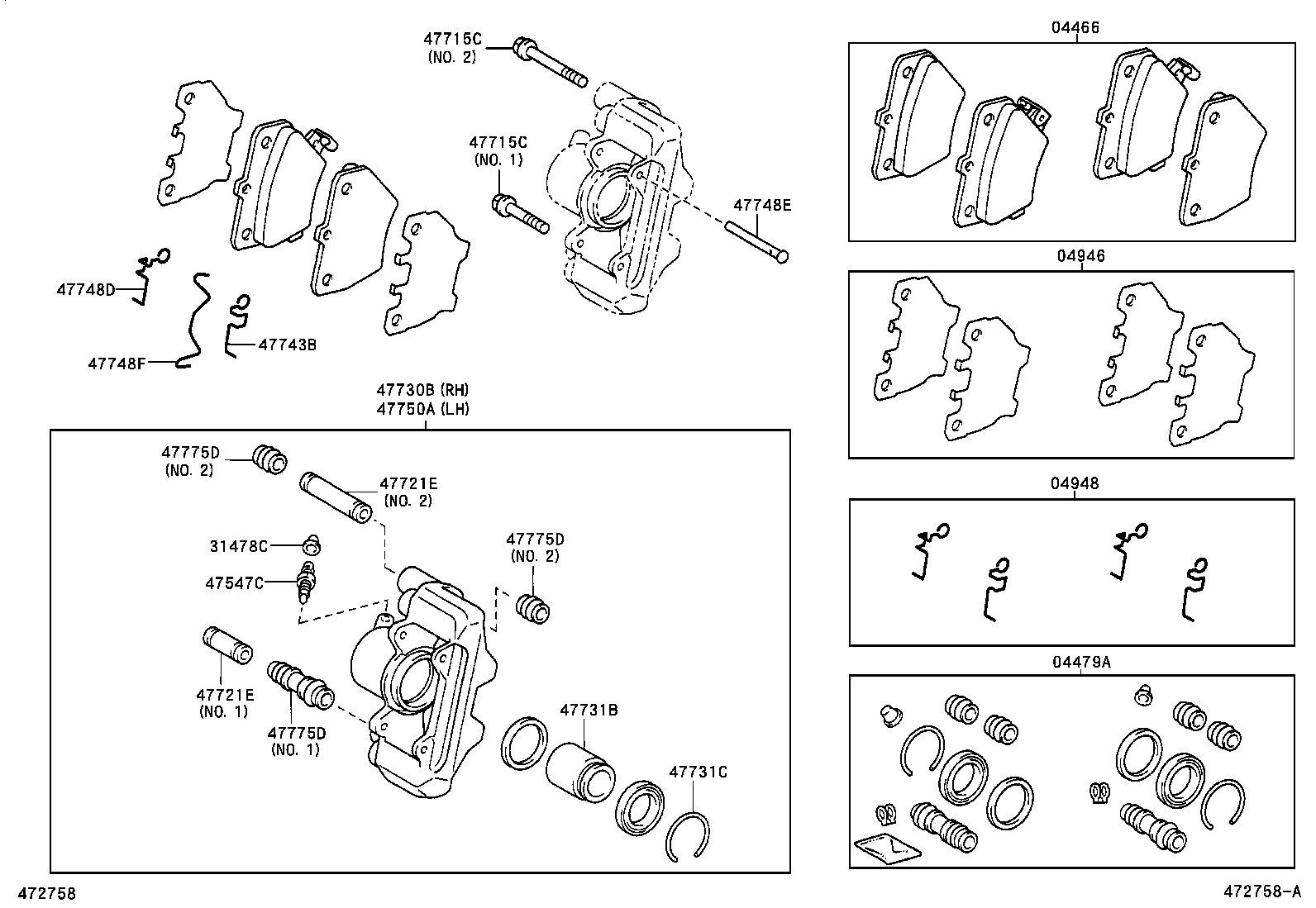 TOYOTA 04479-13010 - Repair Kit, brake caliper onlydrive.pro