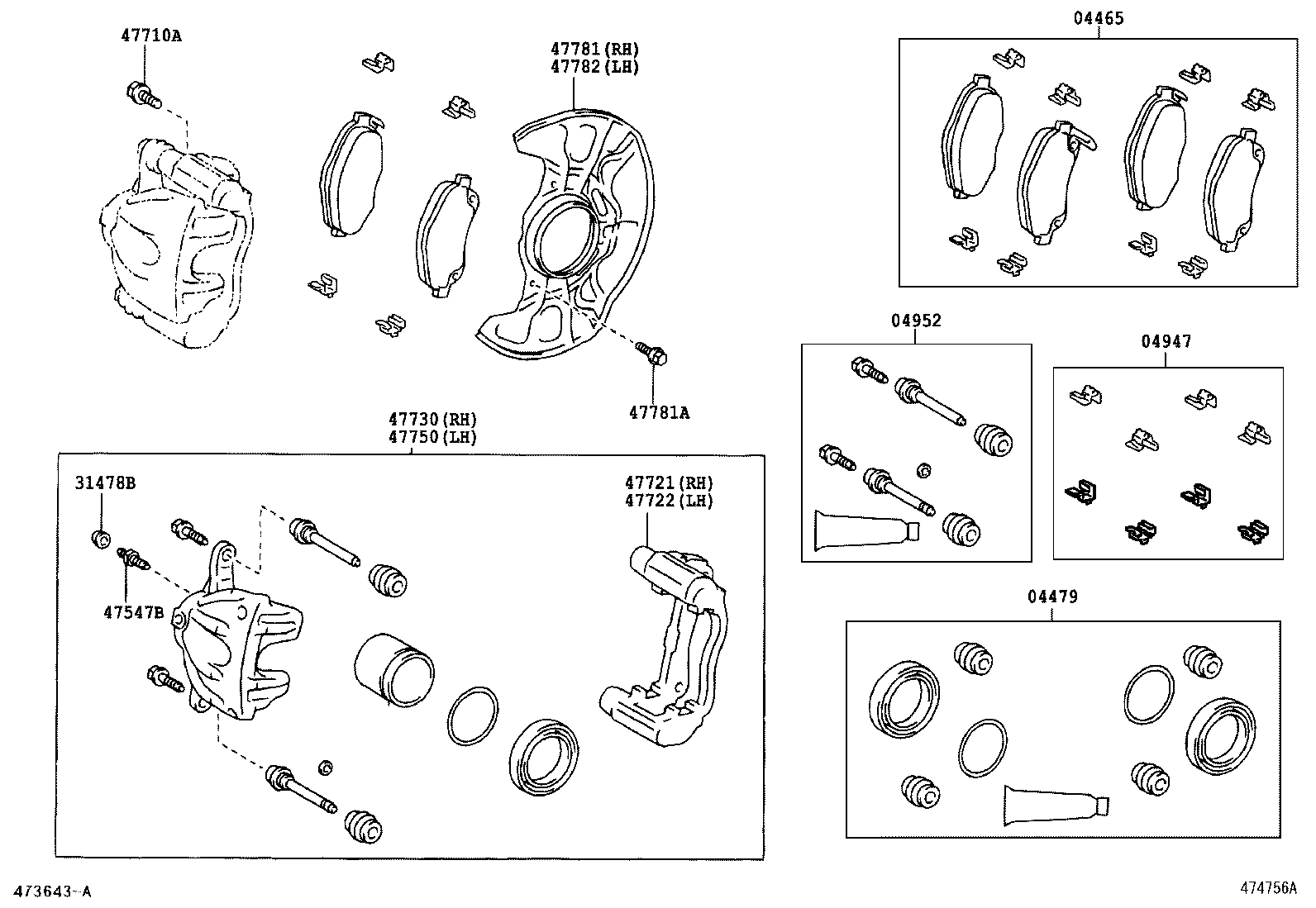 TOYOTA 04479-05050 - Repair Kit, brake caliper onlydrive.pro