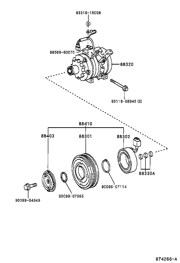 TOYOTA 88320-63010 - Compressor, air conditioning onlydrive.pro