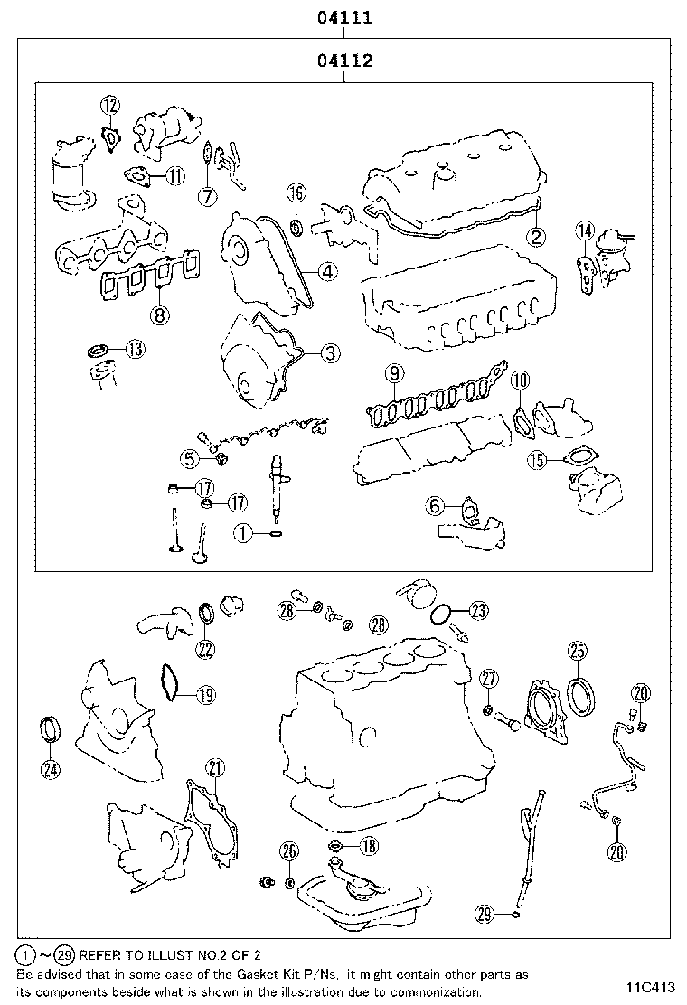 TOYOTA 04111-0B010 - Engine overhaul gasket kit: 01 pcs. onlydrive.pro