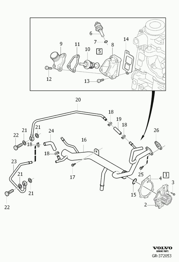 Volvo 969 011 - Coolant pump, thermostat and cable: 4.00 pcs. onlydrive.pro