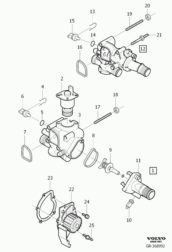 Volvo 3 075 723 5 - Coolant pump, thermostat and cable: 1.00 pcs. onlydrive.pro