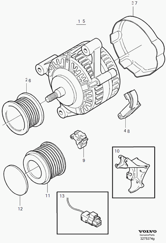 Volvo 8251637 - Pulley, alternator, freewheel clutch onlydrive.pro