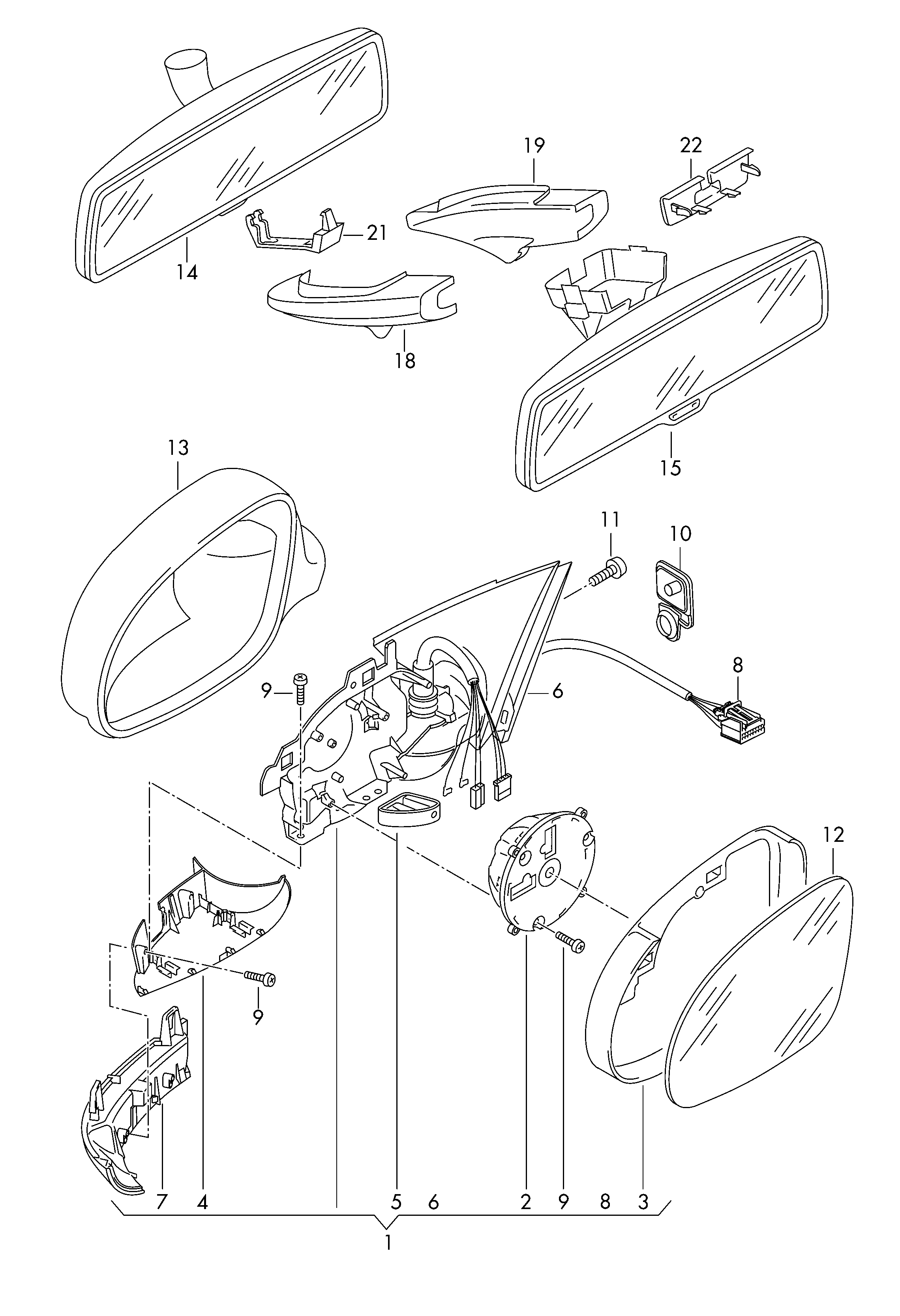 VW 3C0 857 522 - Spoguļstikls, Ārējais atpakaļskata spogulis onlydrive.pro