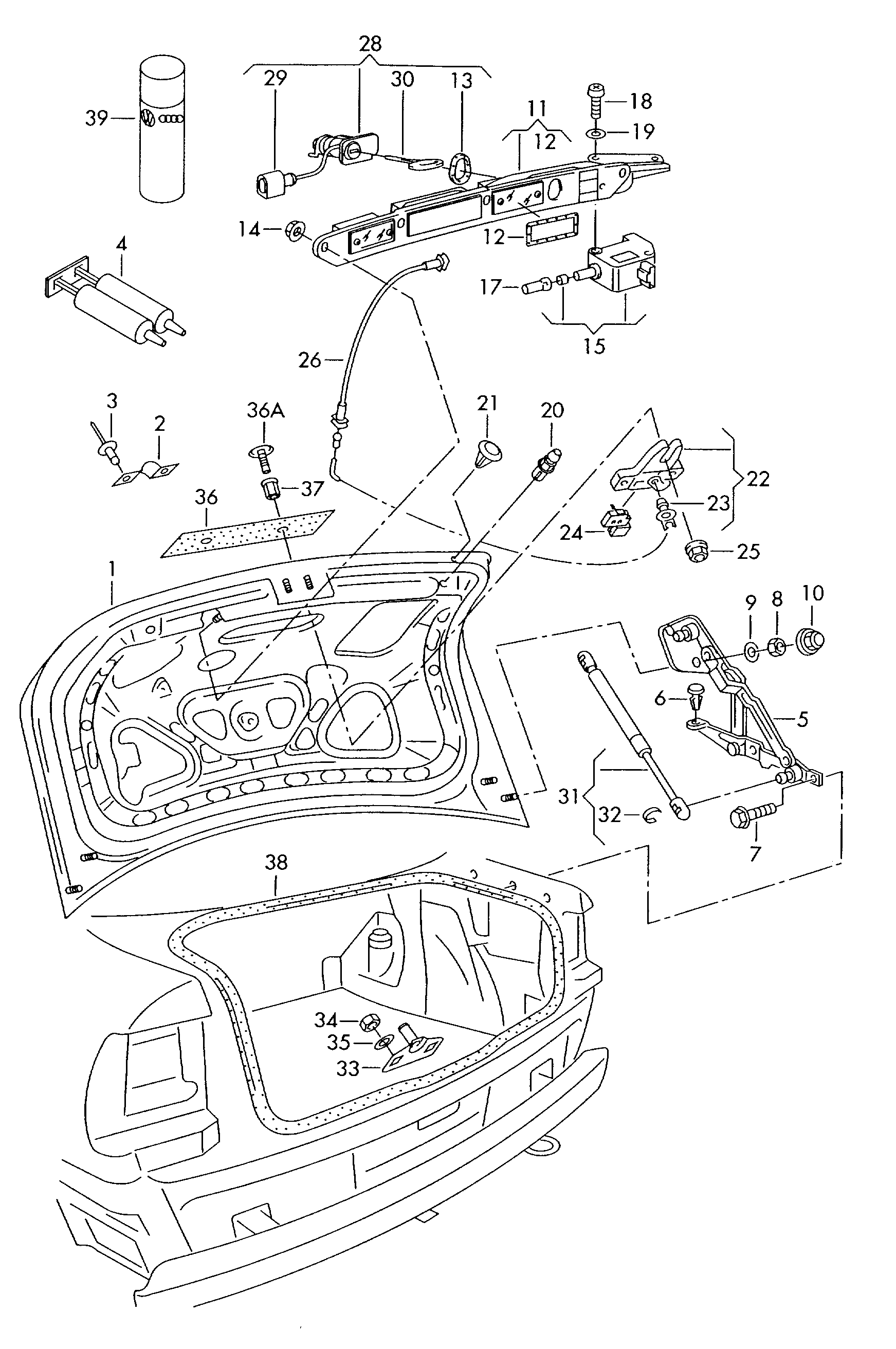 VW 3B5827550E - Gāzes atspere, Bagāžas / Kravas nodalījuma vāks onlydrive.pro