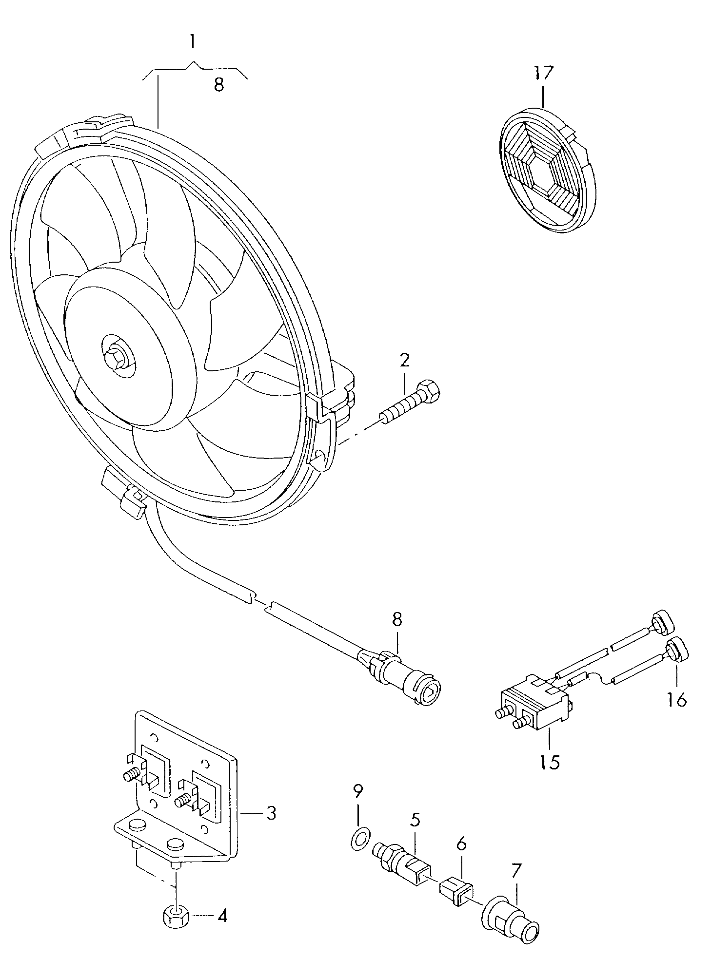 VW 8D0 959 455 P - Ventiliatorius, radiatoriaus onlydrive.pro