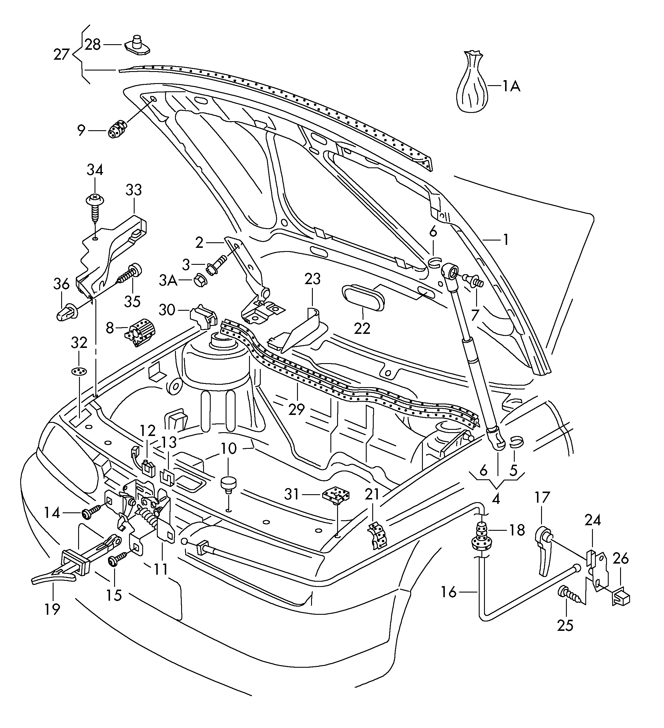 VAG 1J0 823 359D - Gaasivedru, mootorikapott onlydrive.pro