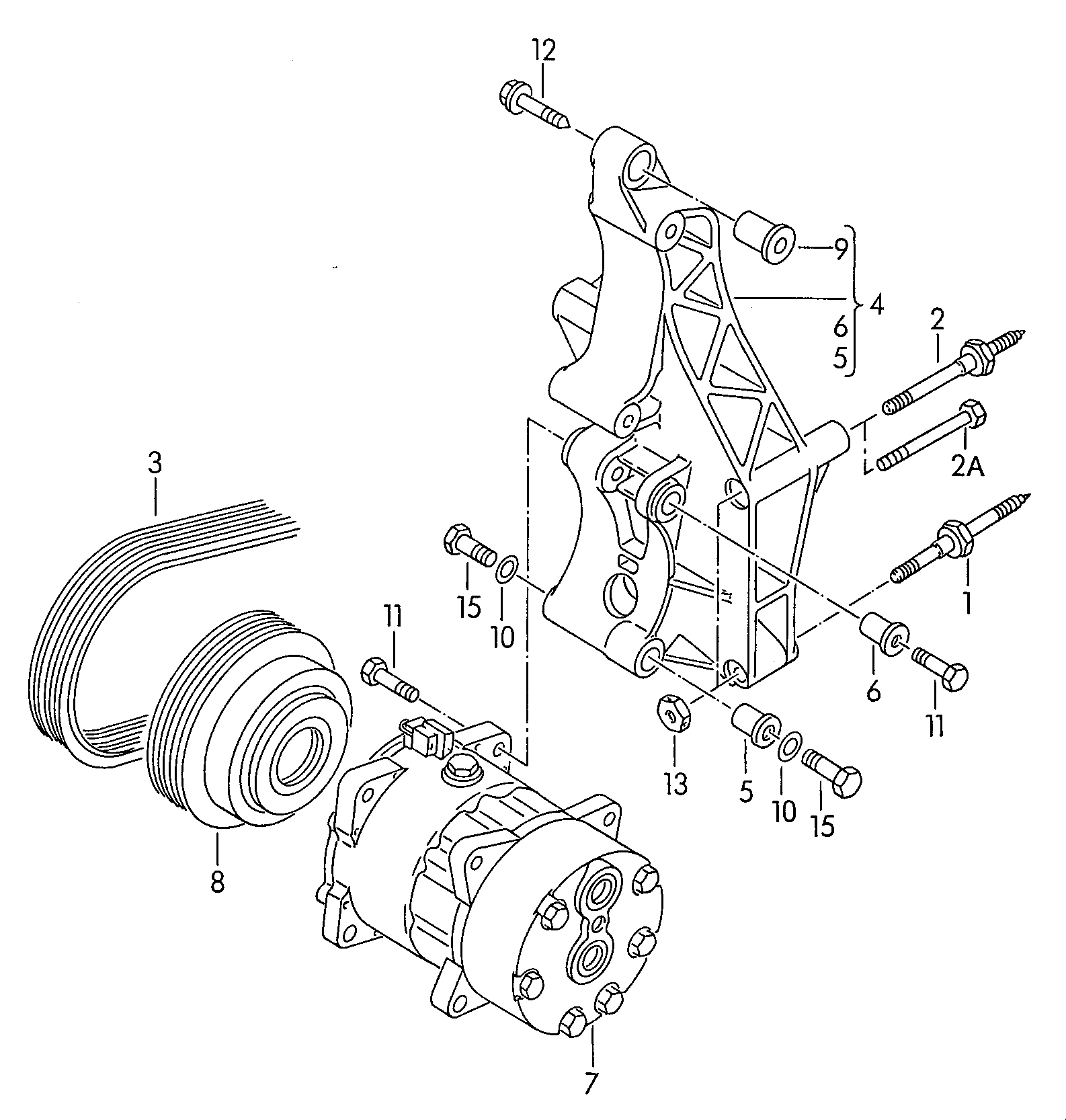 Seat 044 260 849 B - A/c compressor connecting and mounting parts for compressor: 1 pcs. onlydrive.pro