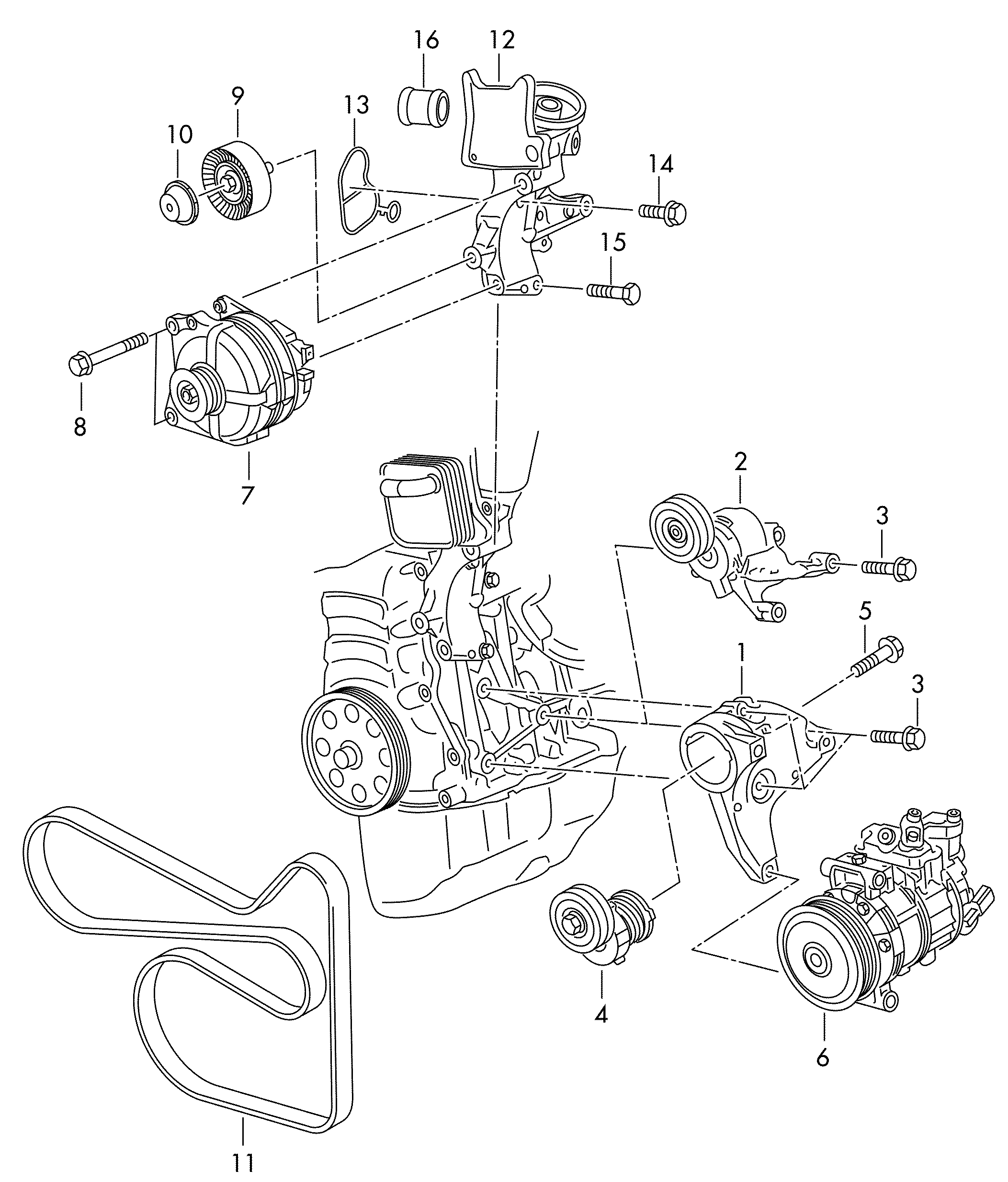 Skoda 03F 903 575 C - Connecting and mounting parts for alternator: 1 pcs. onlydrive.pro