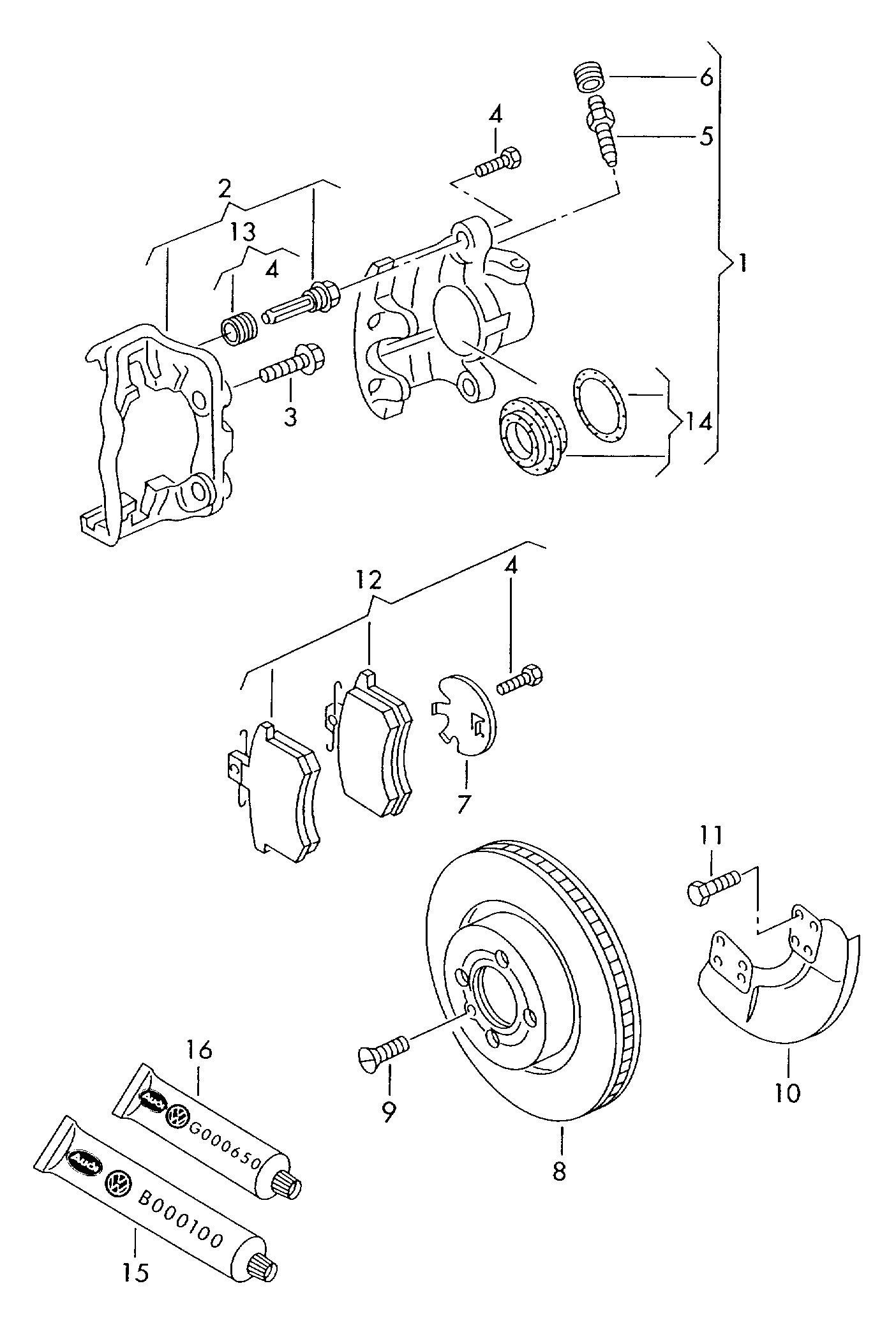 VAG 1HM 698 151 A - Piduriklotsi komplekt,ketaspidur onlydrive.pro