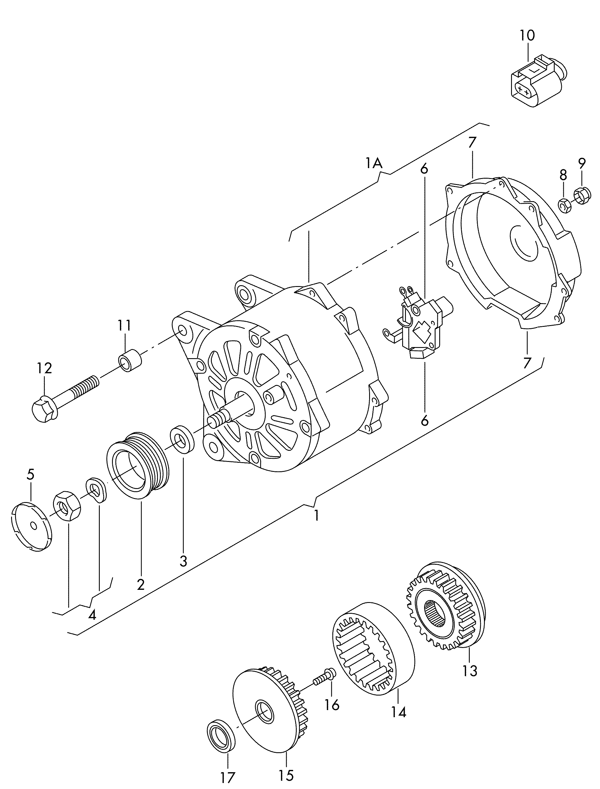 VW 028903320C - Шкив генератора, муфта onlydrive.pro