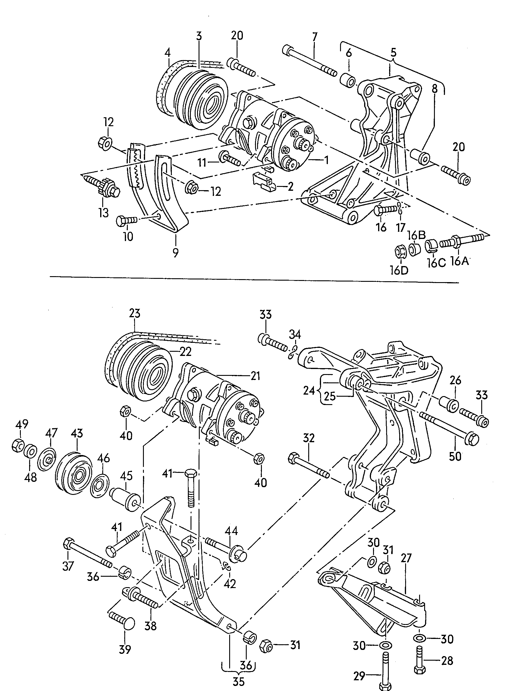 Seat 028 260 849 L - A/c compressor connecting and mounting parts for compressor: 1 pcs. onlydrive.pro