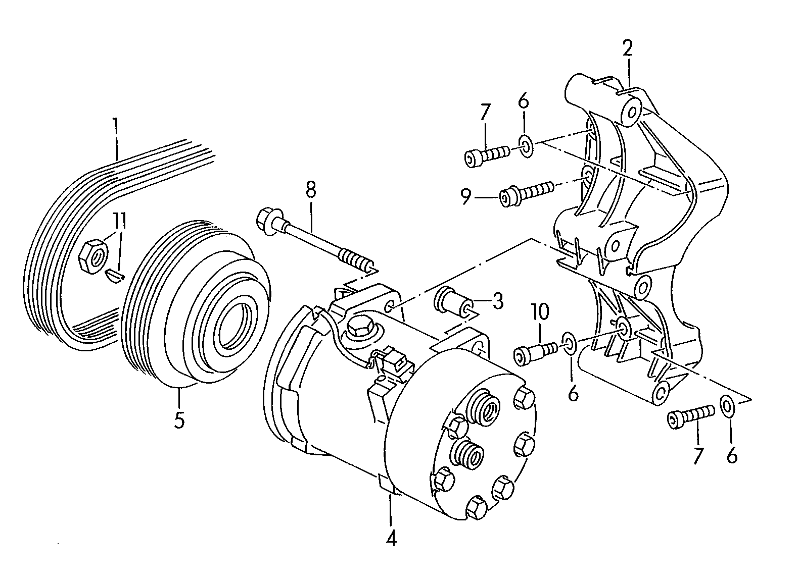 VW 357820803R - A/c compressor connecting and mounting parts for compressor: 1 pcs. onlydrive.pro