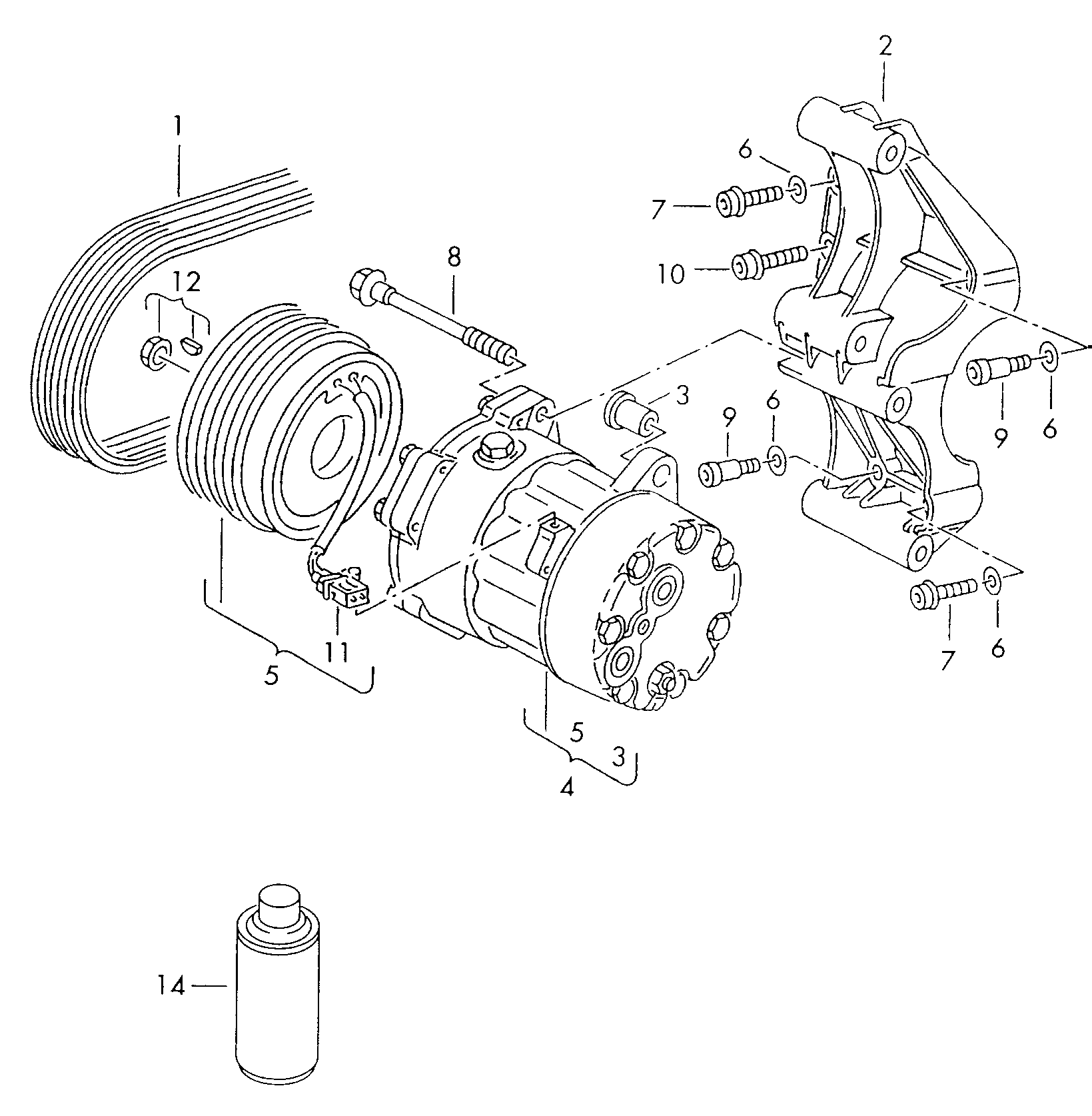 VW 1H0820803F - A/c compressor connecting and mounting parts for compressor: 1 pcs. onlydrive.pro