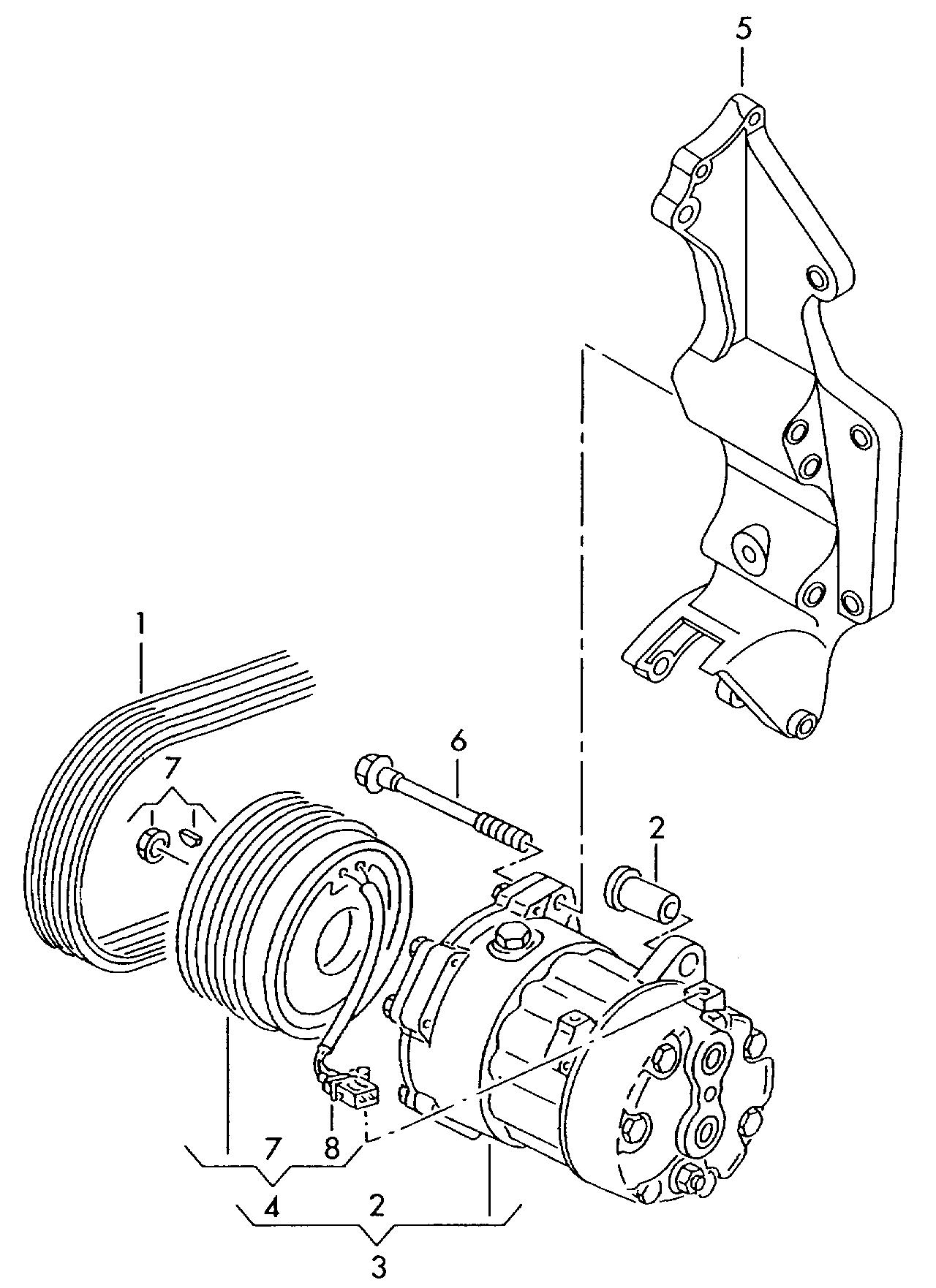 Seat 7H0 820 803 D - A/c compressor electromagnetic coupling bracket for alternator a: 1 pcs. onlydrive.pro