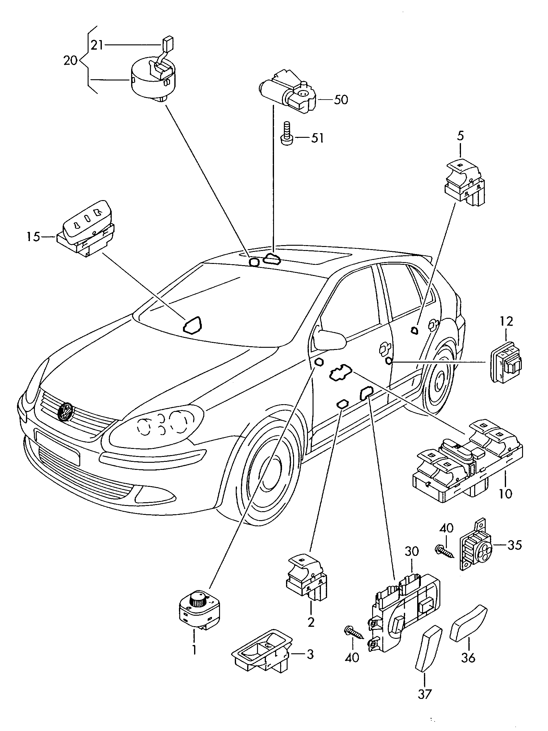 VW 1K0 959 565K - Switch, mirror adjustment onlydrive.pro