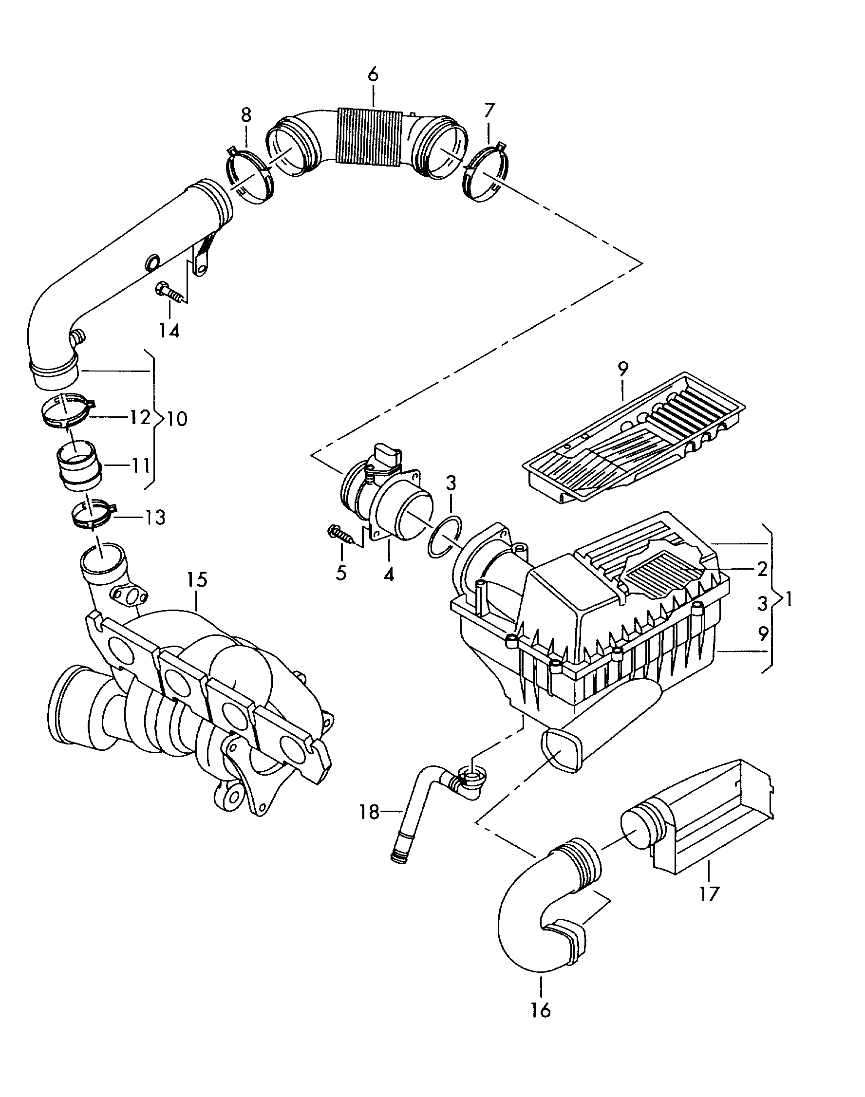 Skoda 1K0 129 627C - Šļūtene, Gaisa padeves sistēma onlydrive.pro