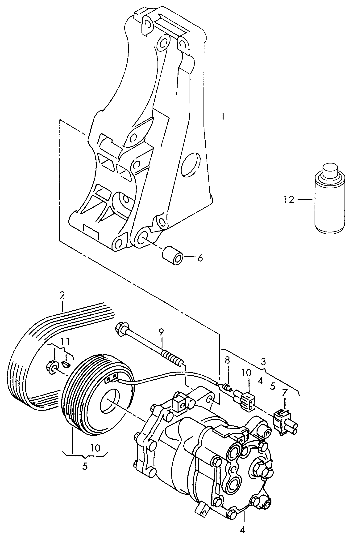 Seat 036 145 933 Q - A/c compressor connecting and mounting parts for compressor: 1 pcs. onlydrive.pro