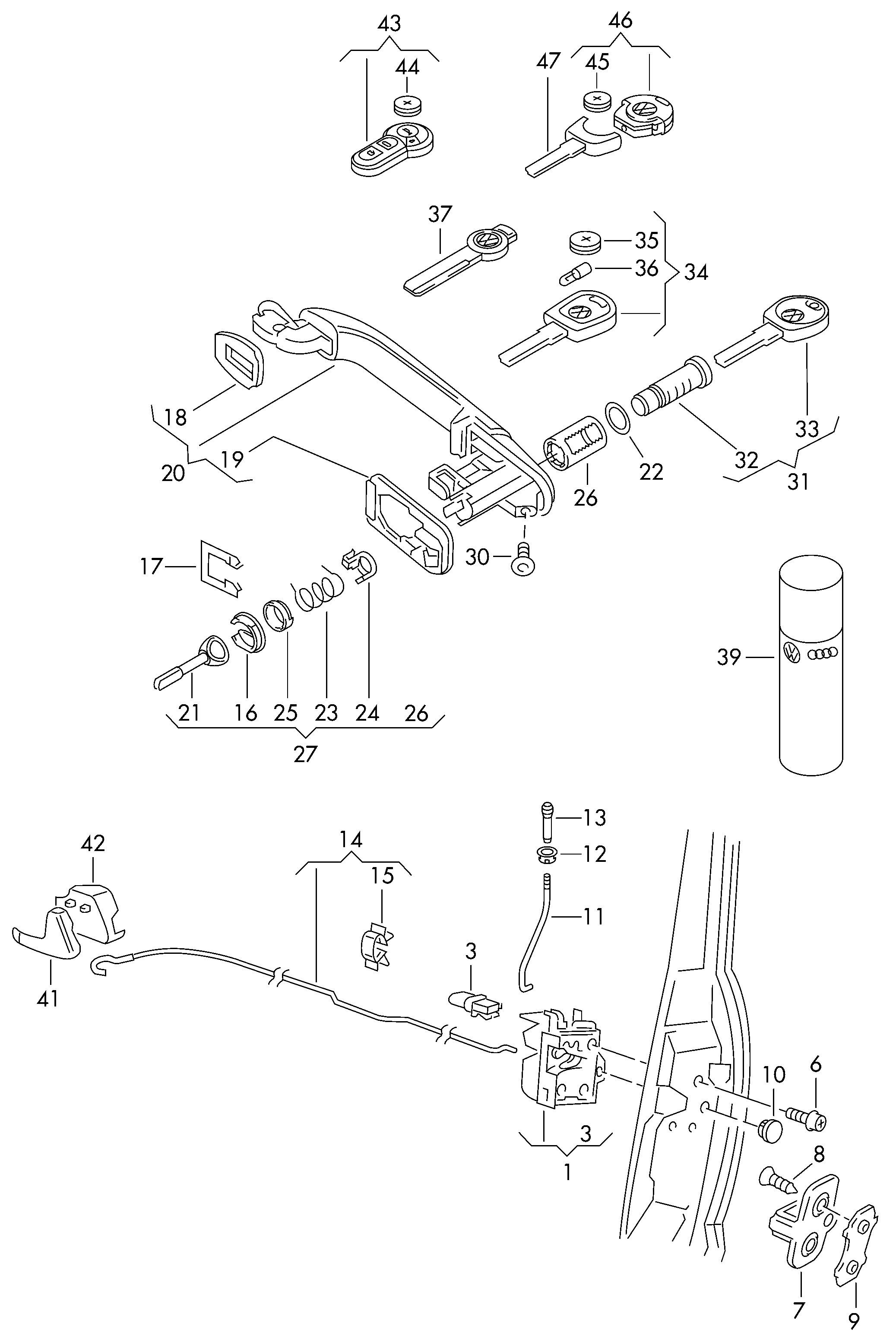 VW 1H0 837 187 A - Locking Knob onlydrive.pro