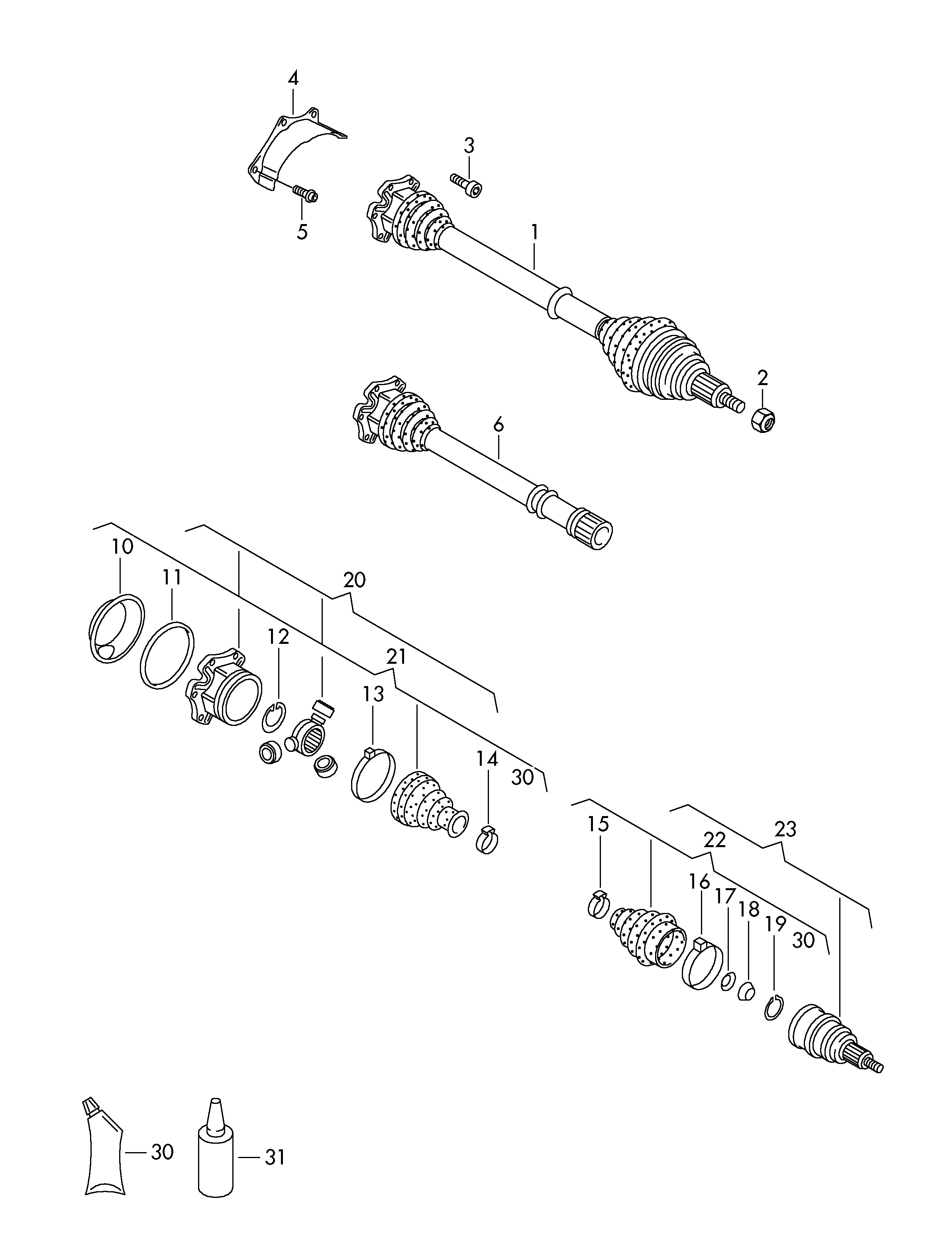 VAG JZW 498 340 CX - Шарнирный комплект, ШРУС, приводной вал onlydrive.pro