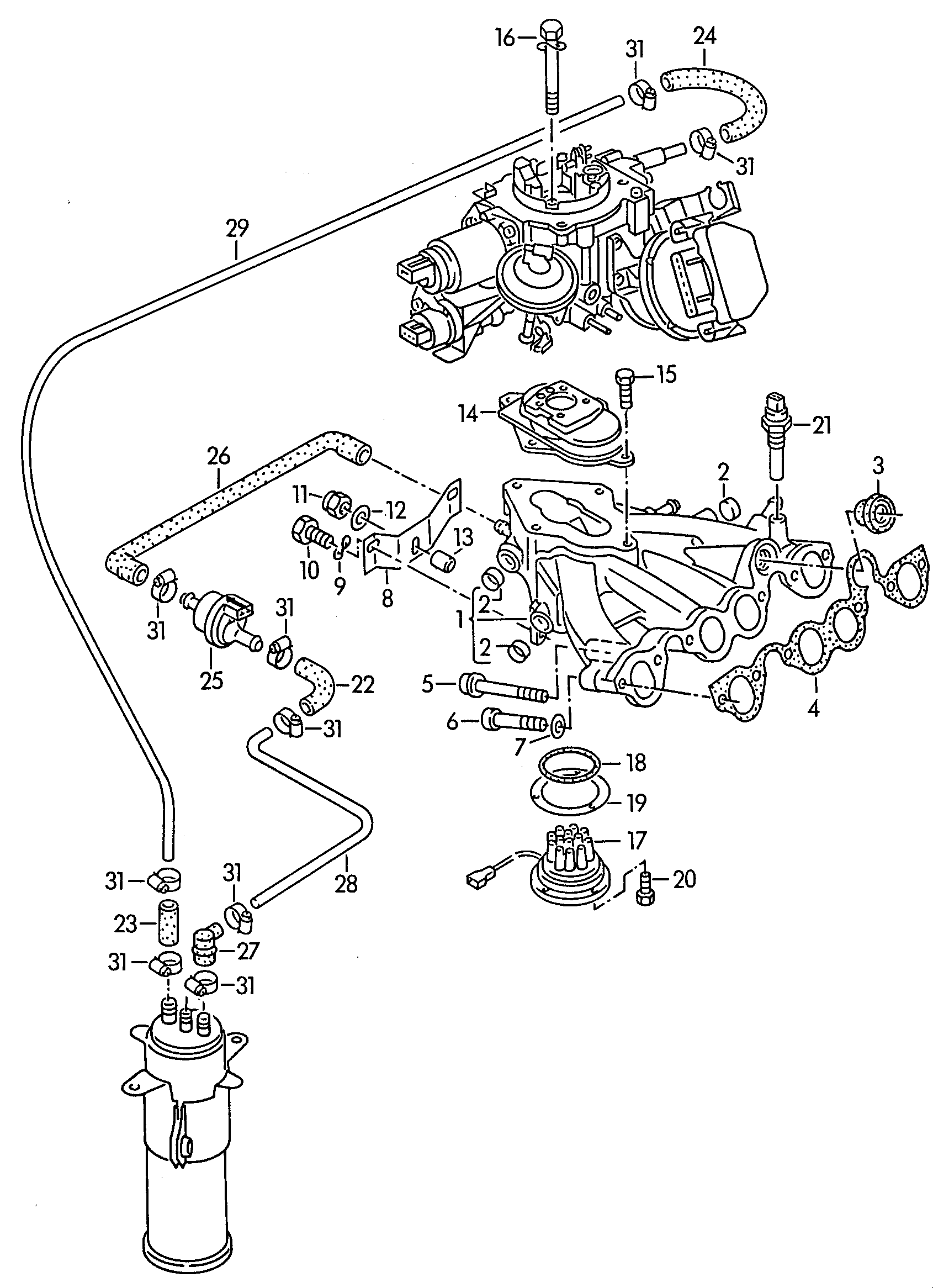 VW 050 129 761 C - Flange, carburettor onlydrive.pro